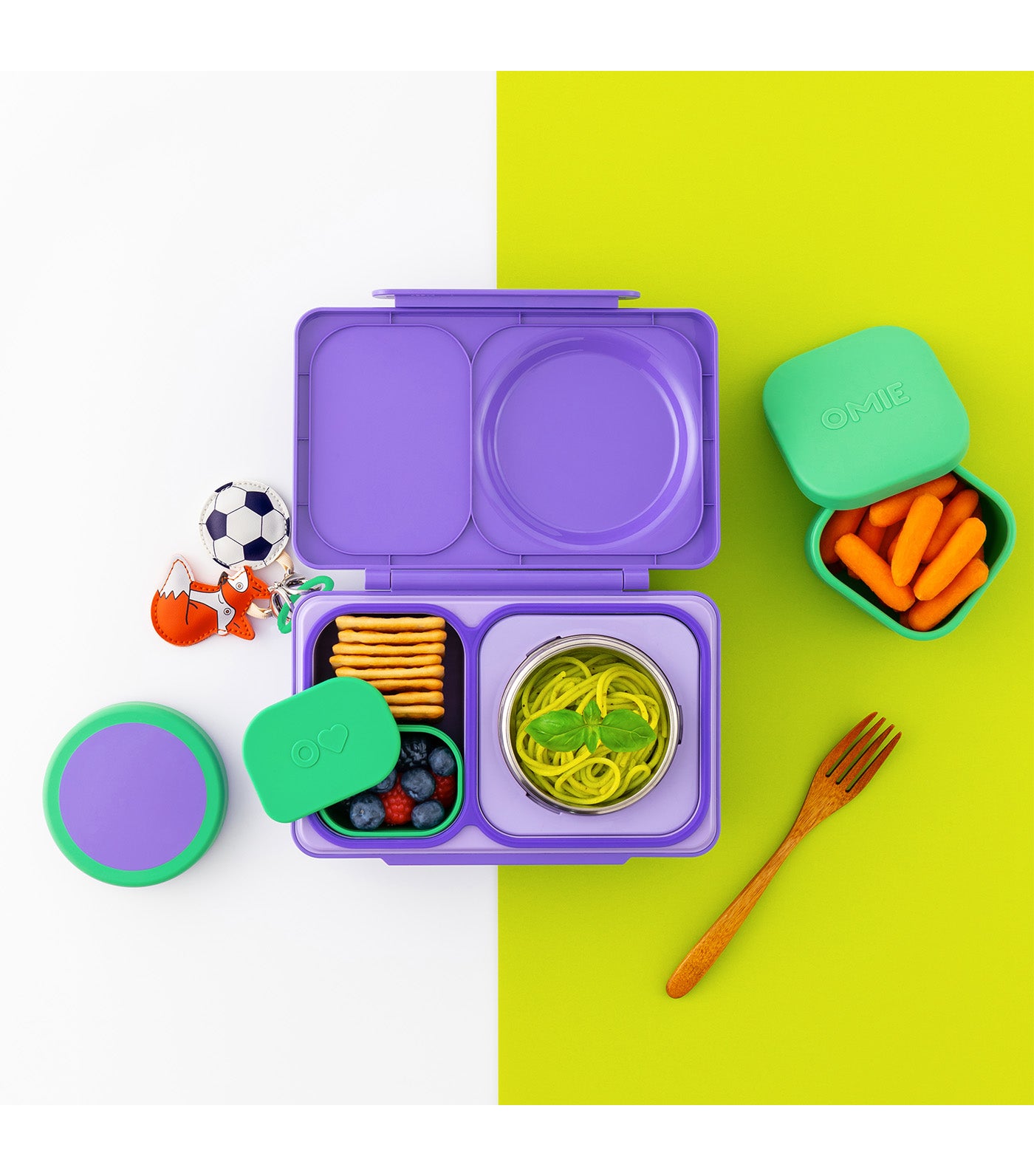 OmieBox UP Dip Containers Purple/Green