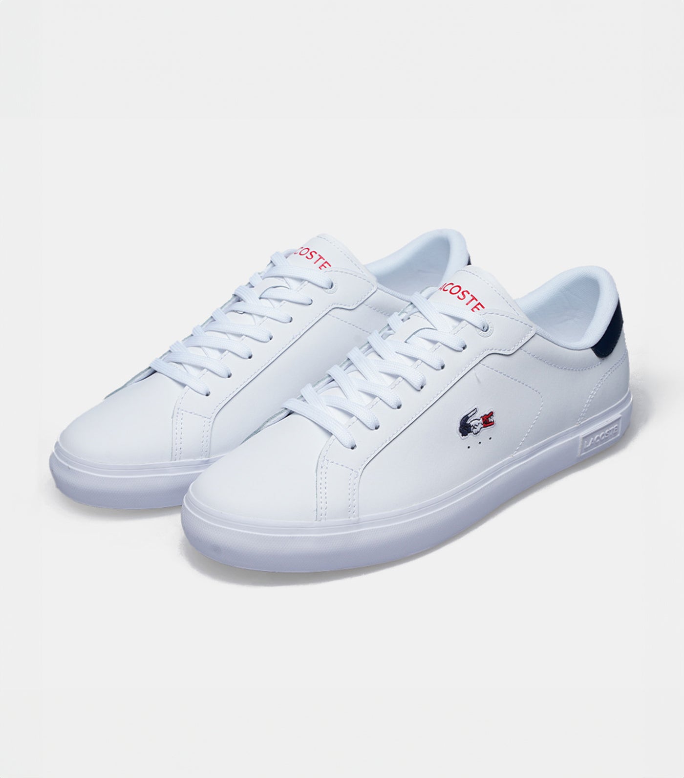 Men's Powercourt Leather Sneakers White/Navy/Red