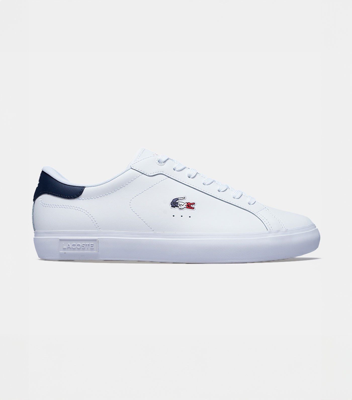 Men's Powercourt Leather Sneakers White/Navy/Red