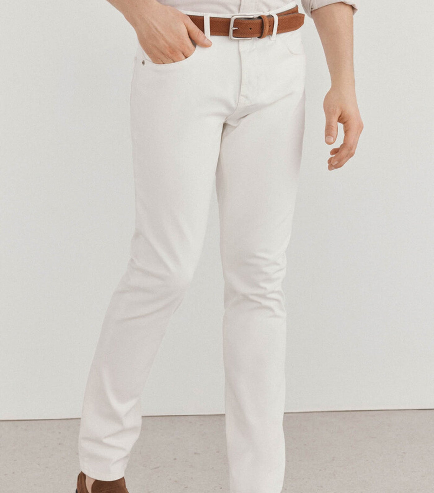 Premium Flex Slim Fit 5 Pocket Trousers White