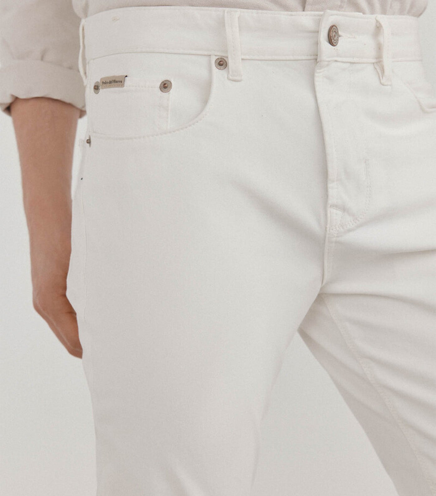 Premium Flex Slim Fit 5 Pocket Trousers White