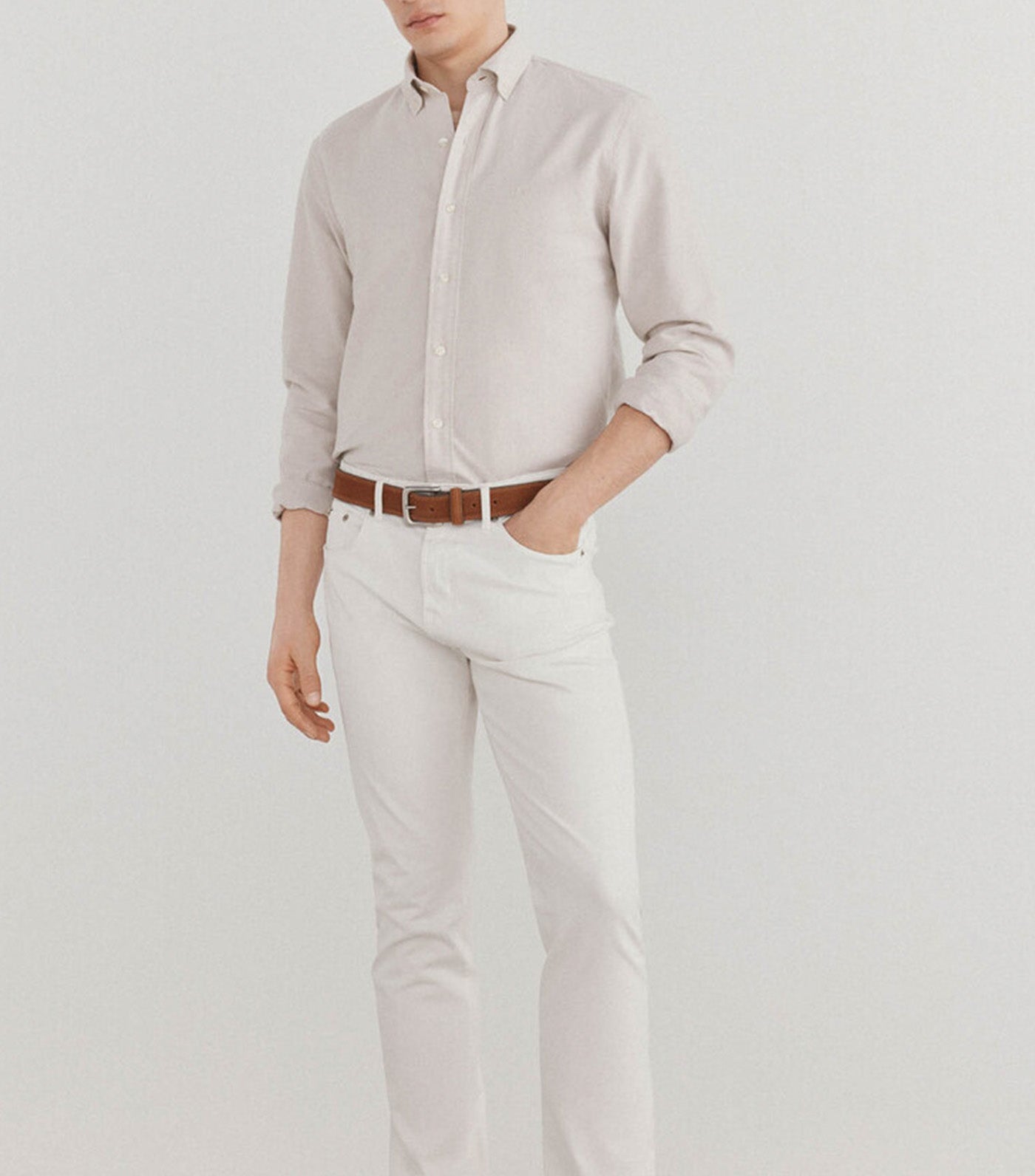 Premium Flex Slim Fit 5 Pocket Trousers White