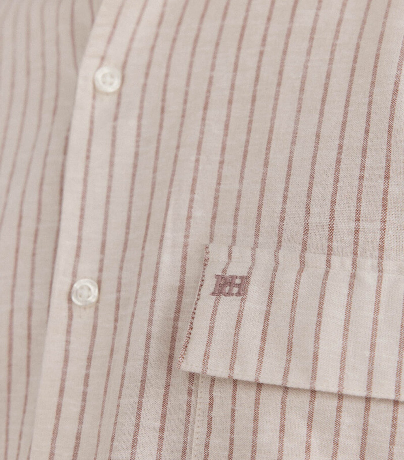 Striped Cotton Linen Shirt Beige