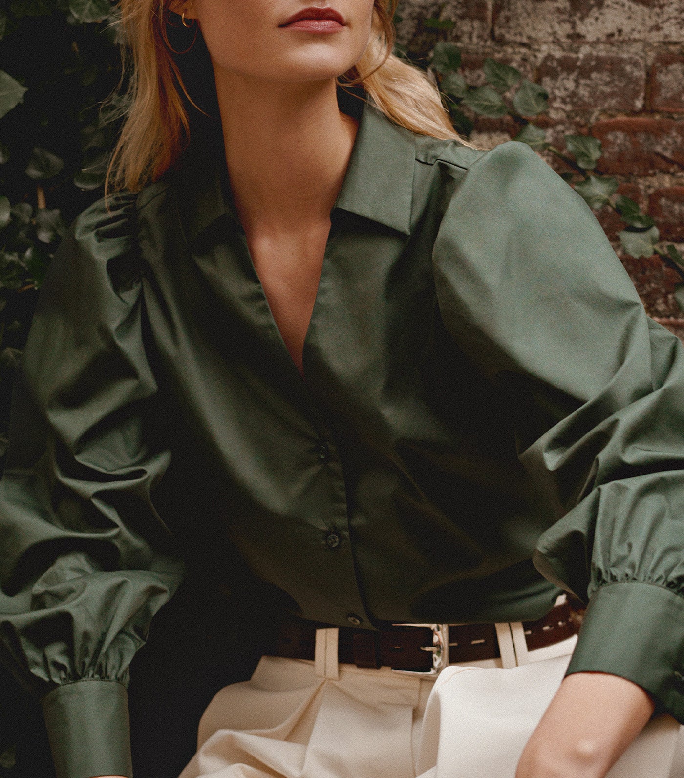 Women's Woven Blouse Dark Khaki