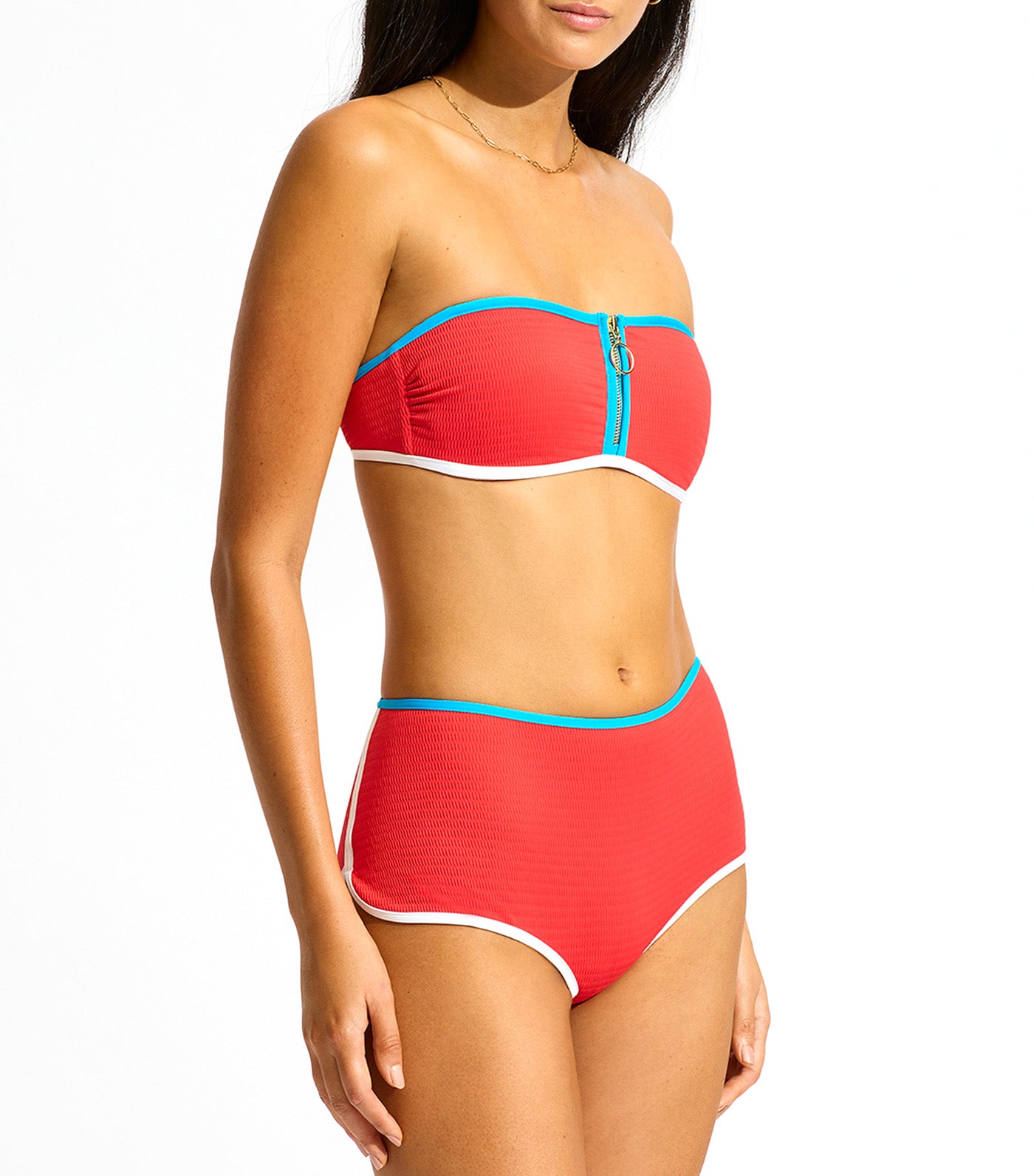Beach Bound Zip Front Bandeau and Hollywood Boyleg Flame