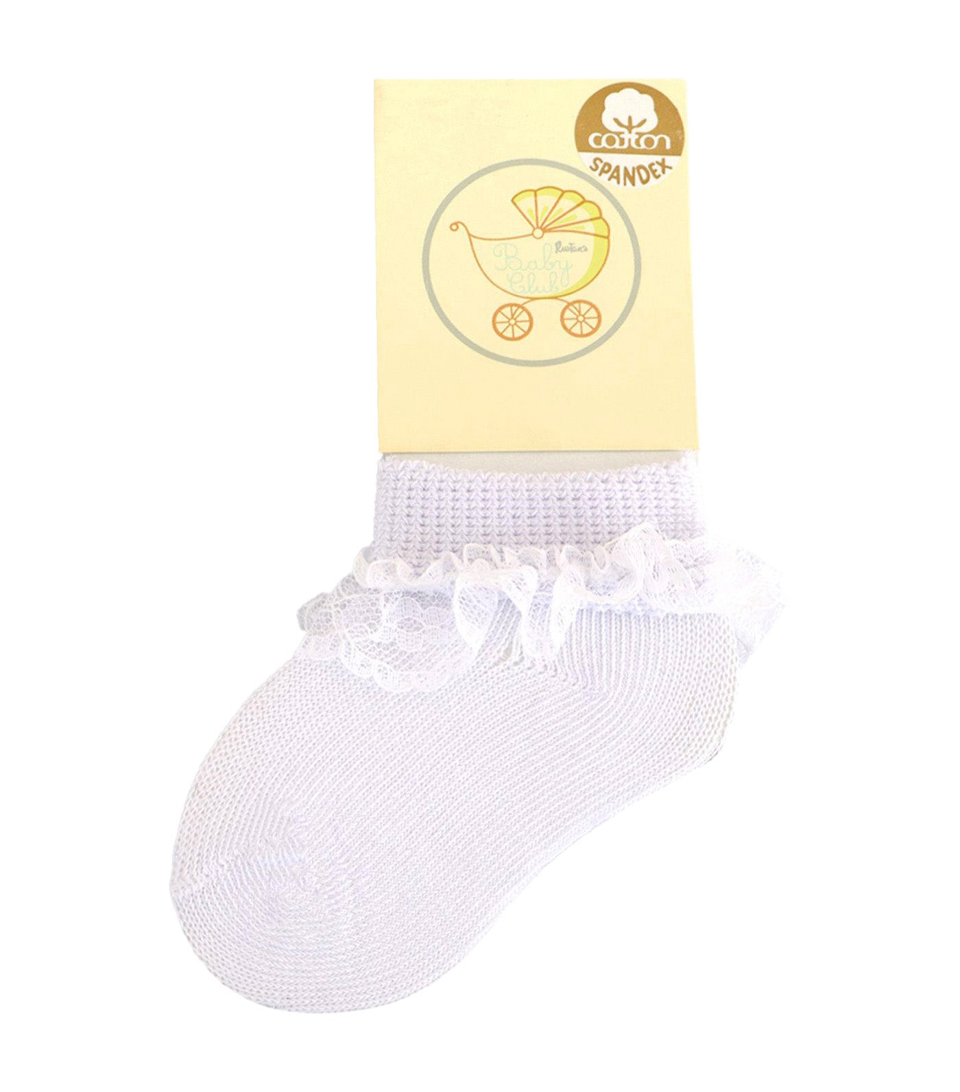 Folded Socks With Lace White
