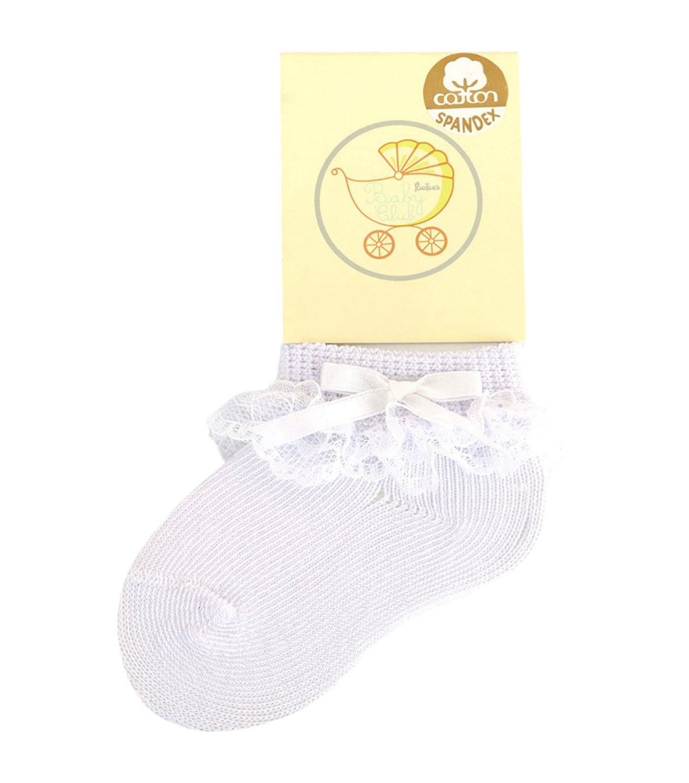 Folded Socks with Lace and Ribbon White