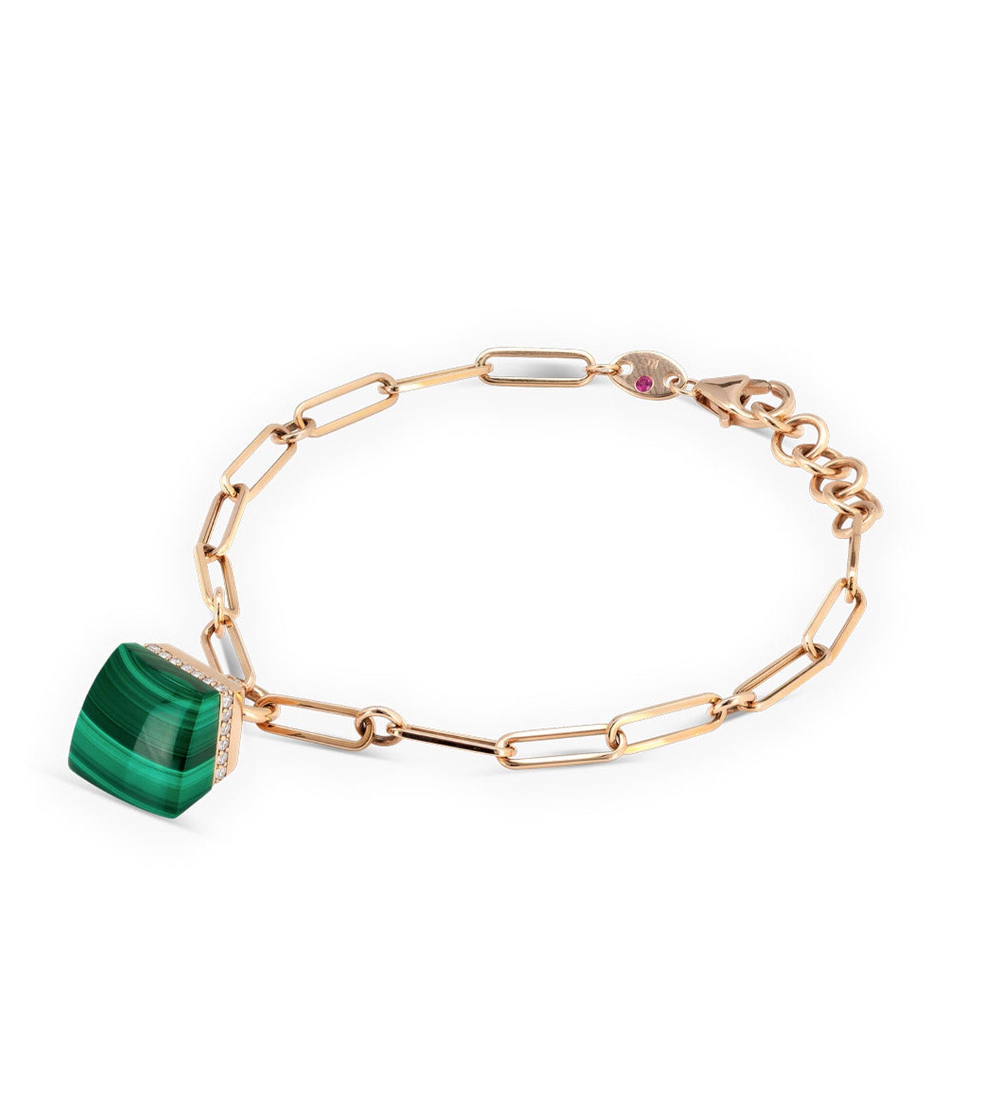 Sauvage Prive Bracelet with Diamonds, Malachite, and Ruby Rose Gold