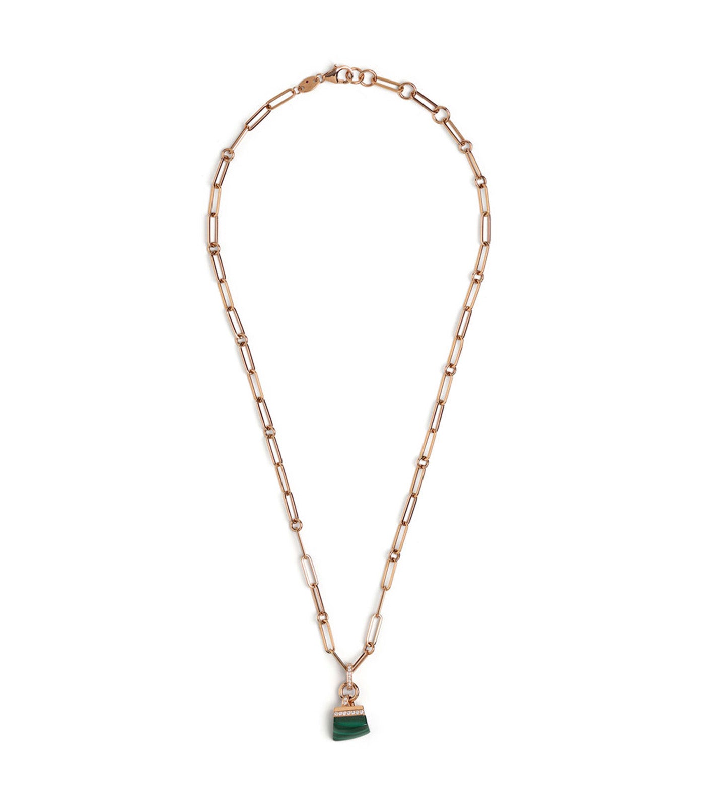 Sauvage Prive Necklace with Diamonds and Malachite Rose Gold