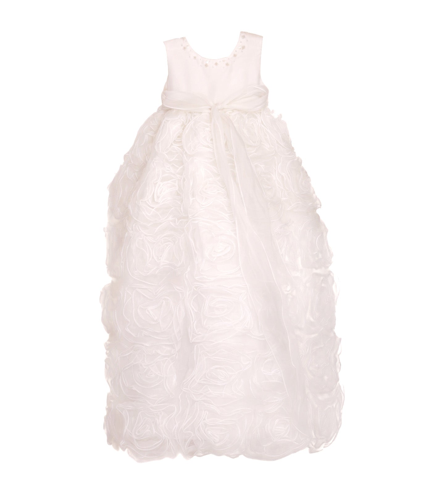 Girls Christening Gown Ruffles - Style no. 7, Without Hat White