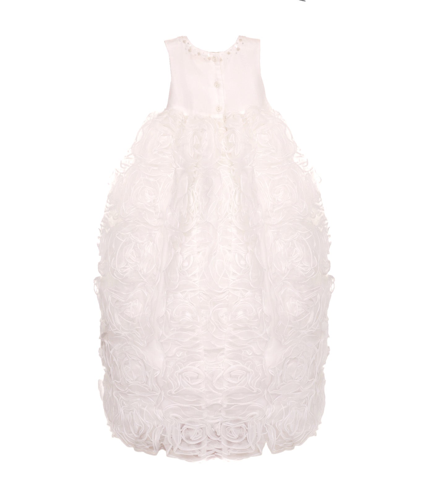 Girls Christening Gown Ruffles - Style no. 7, Without Hat White