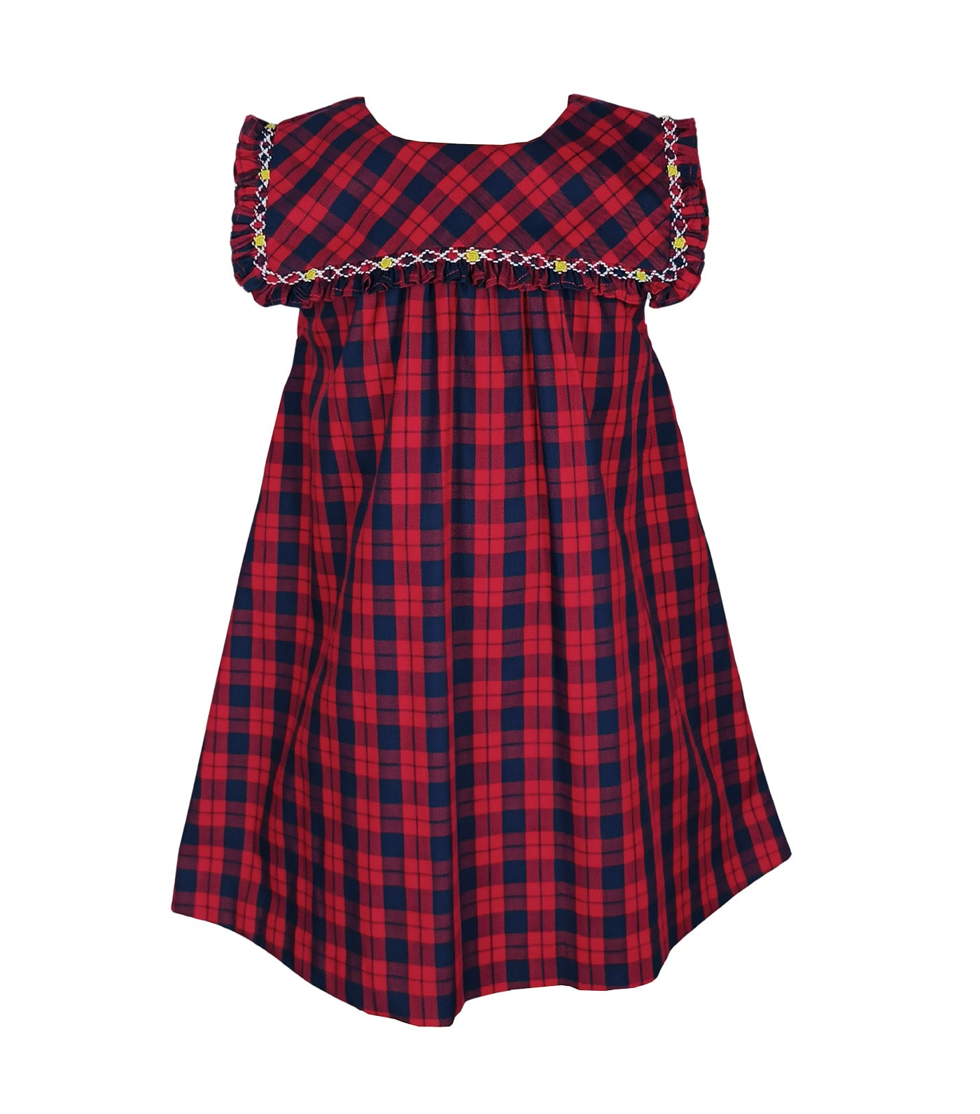 Olive Girls Red Plaid Smocked Dress