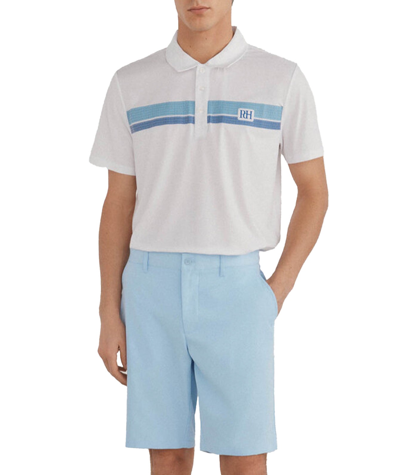 Striped Golf Polo White
