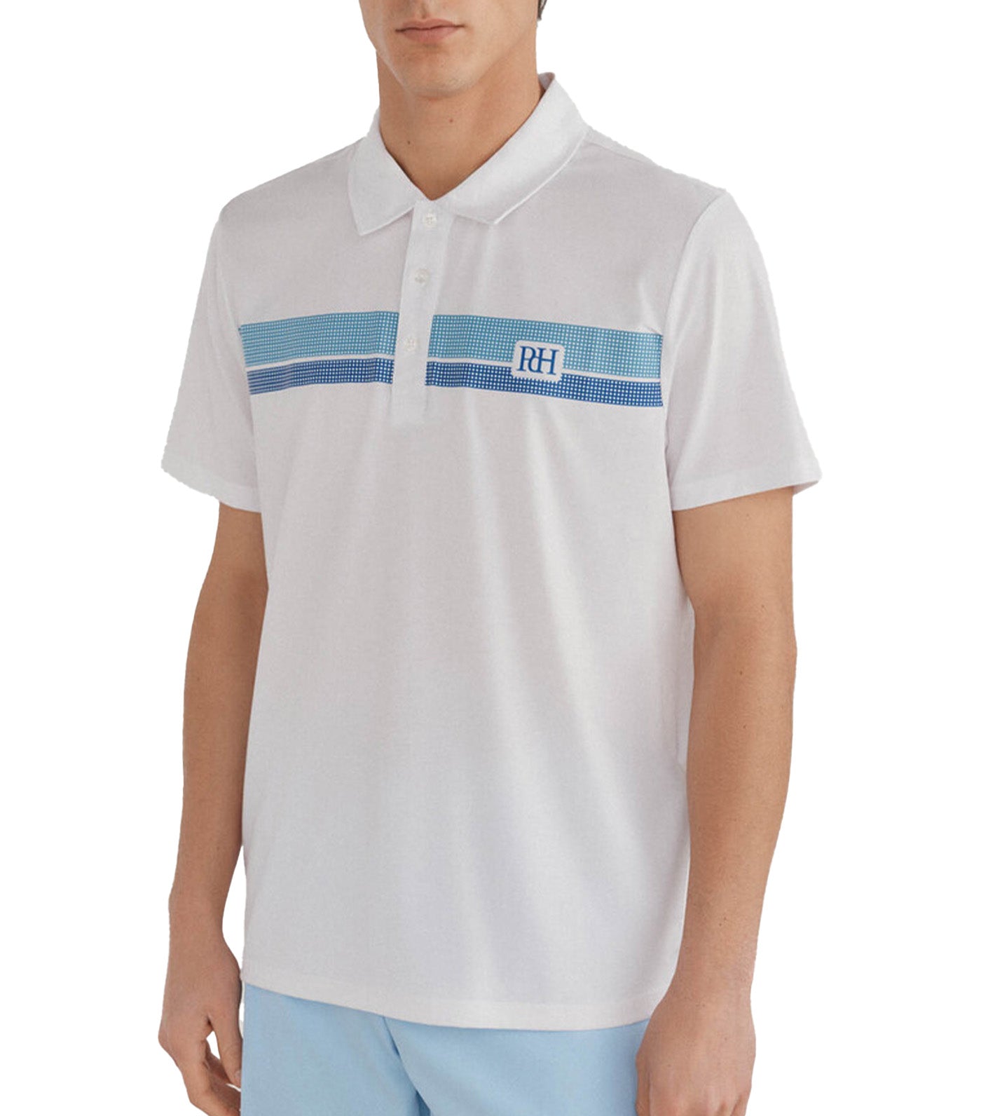 Striped Golf Polo White