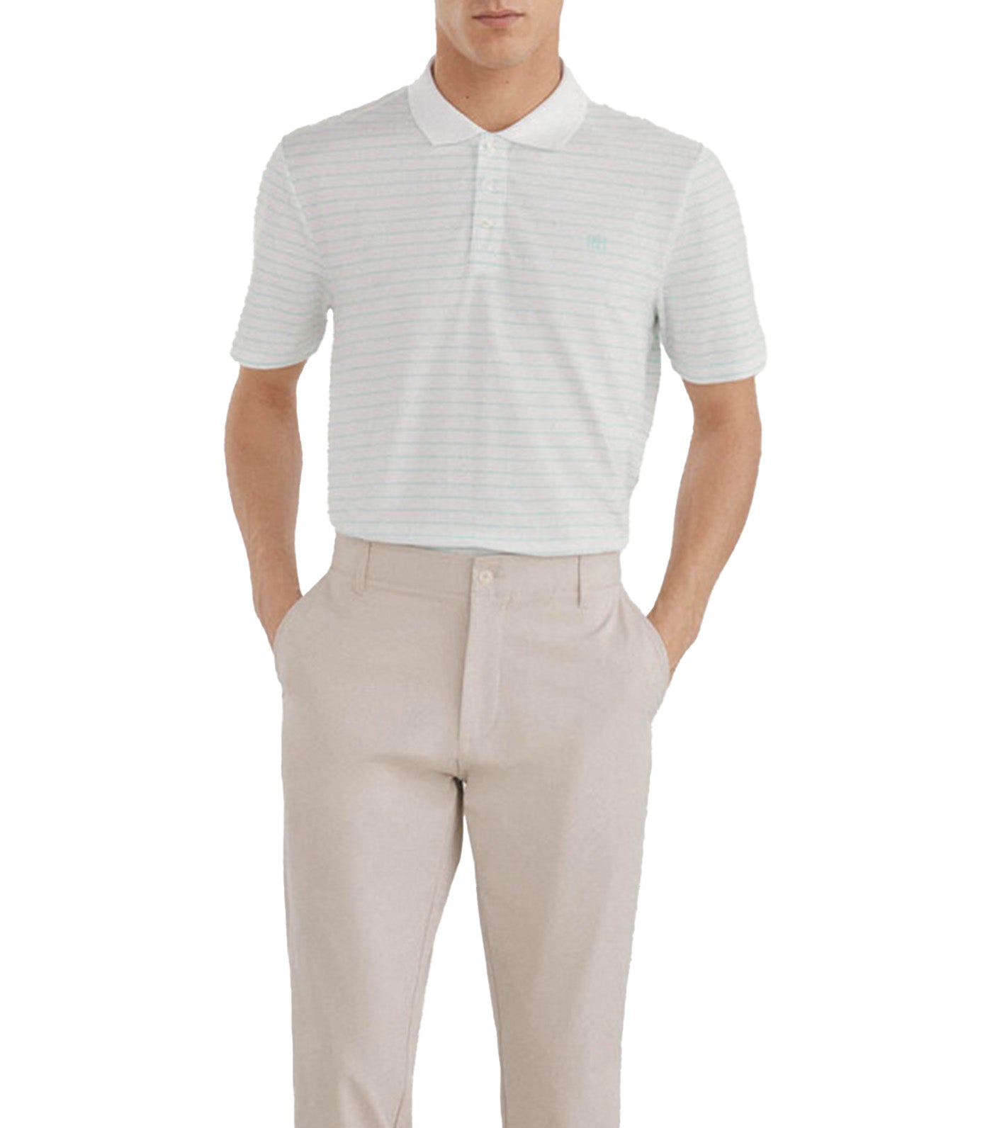 Striped Golf Polo White