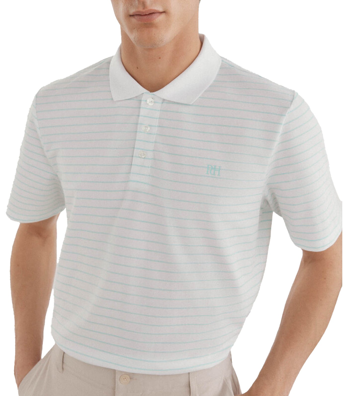Striped Golf Polo White