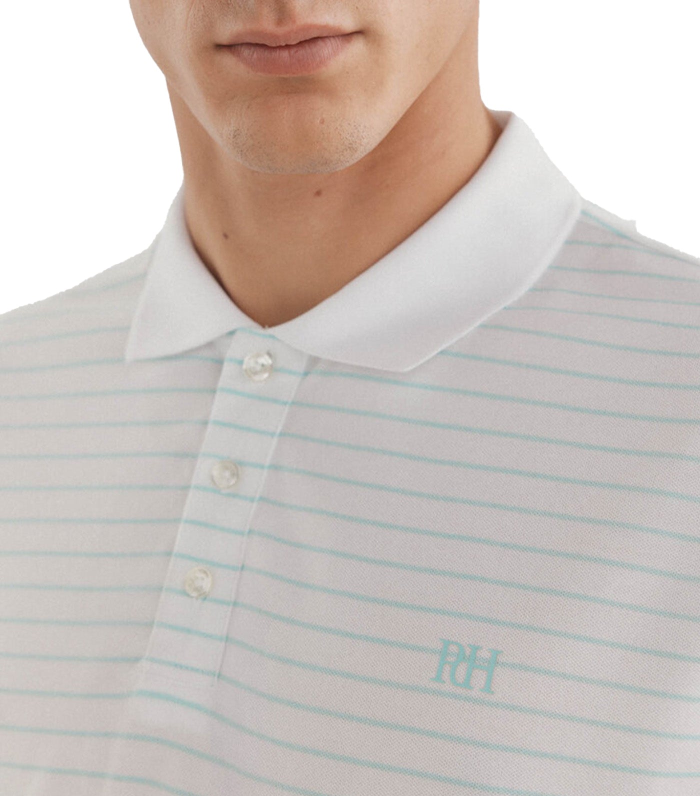 Striped Golf Polo White