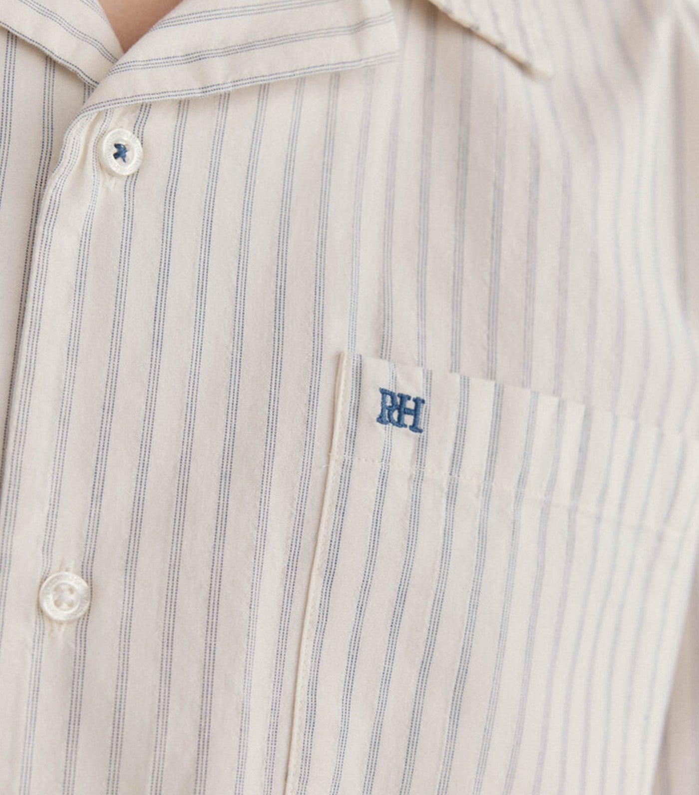 Short Sleeve Striped Shirt Beige