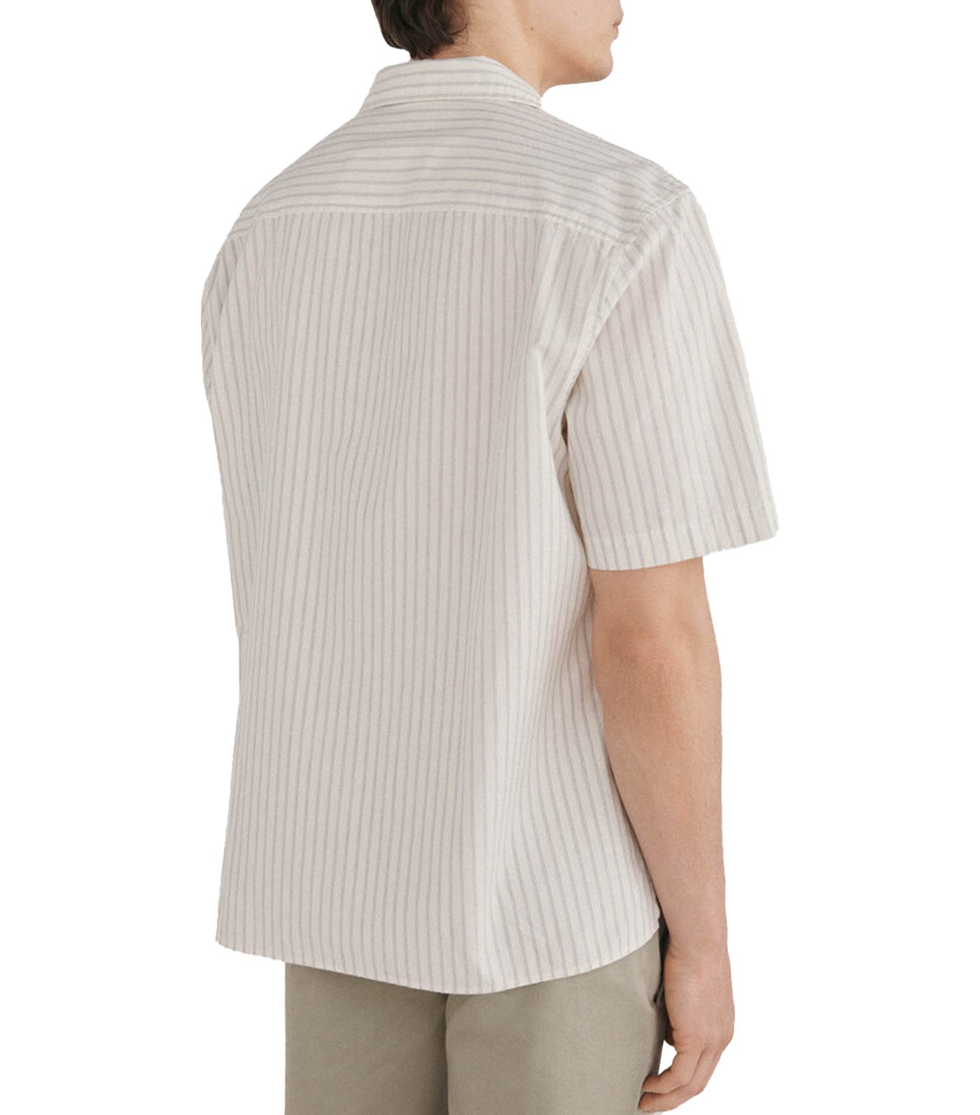 Short Sleeve Striped Shirt Beige