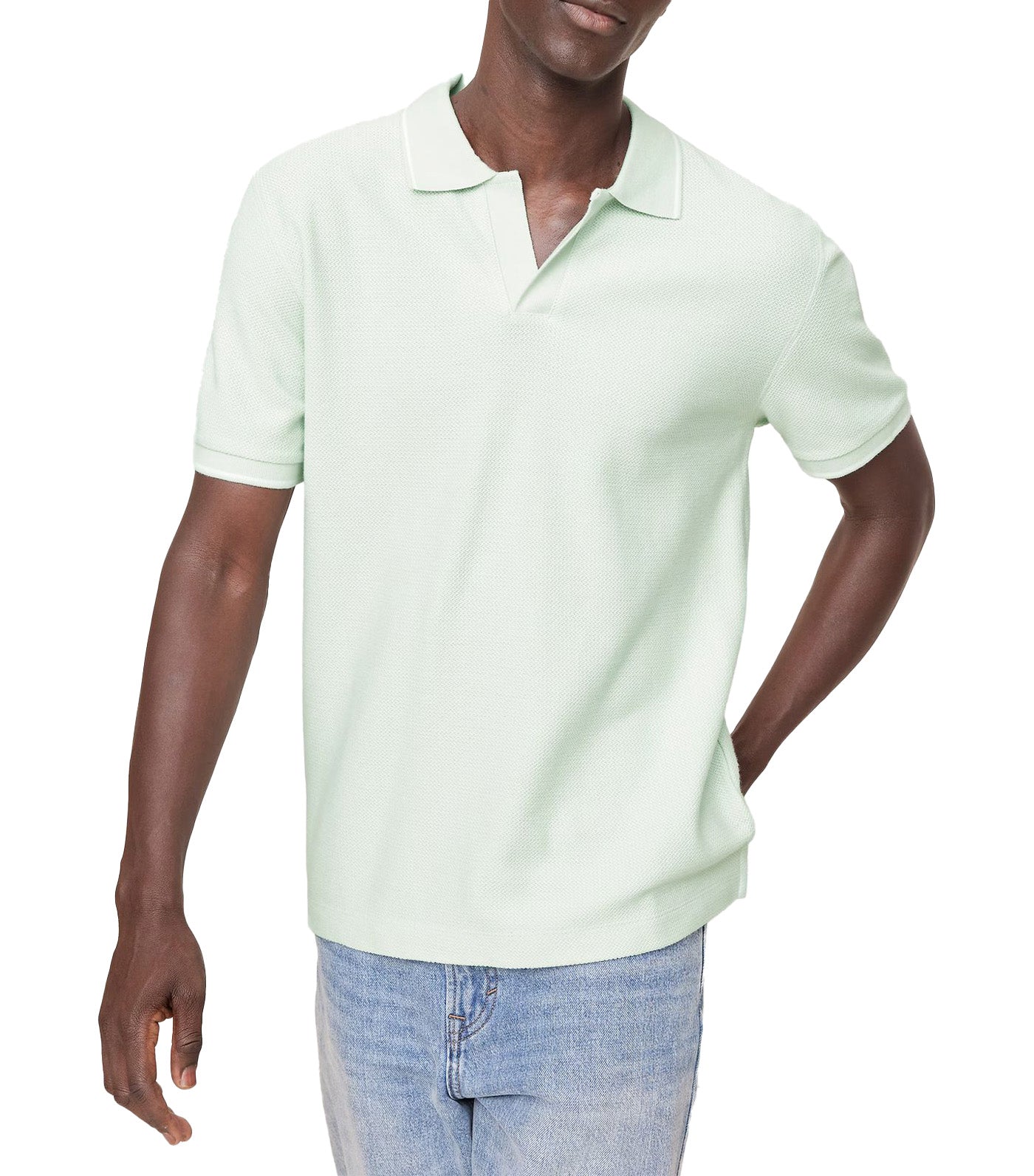 Zig-Zag Jacquard Polo Mint Green