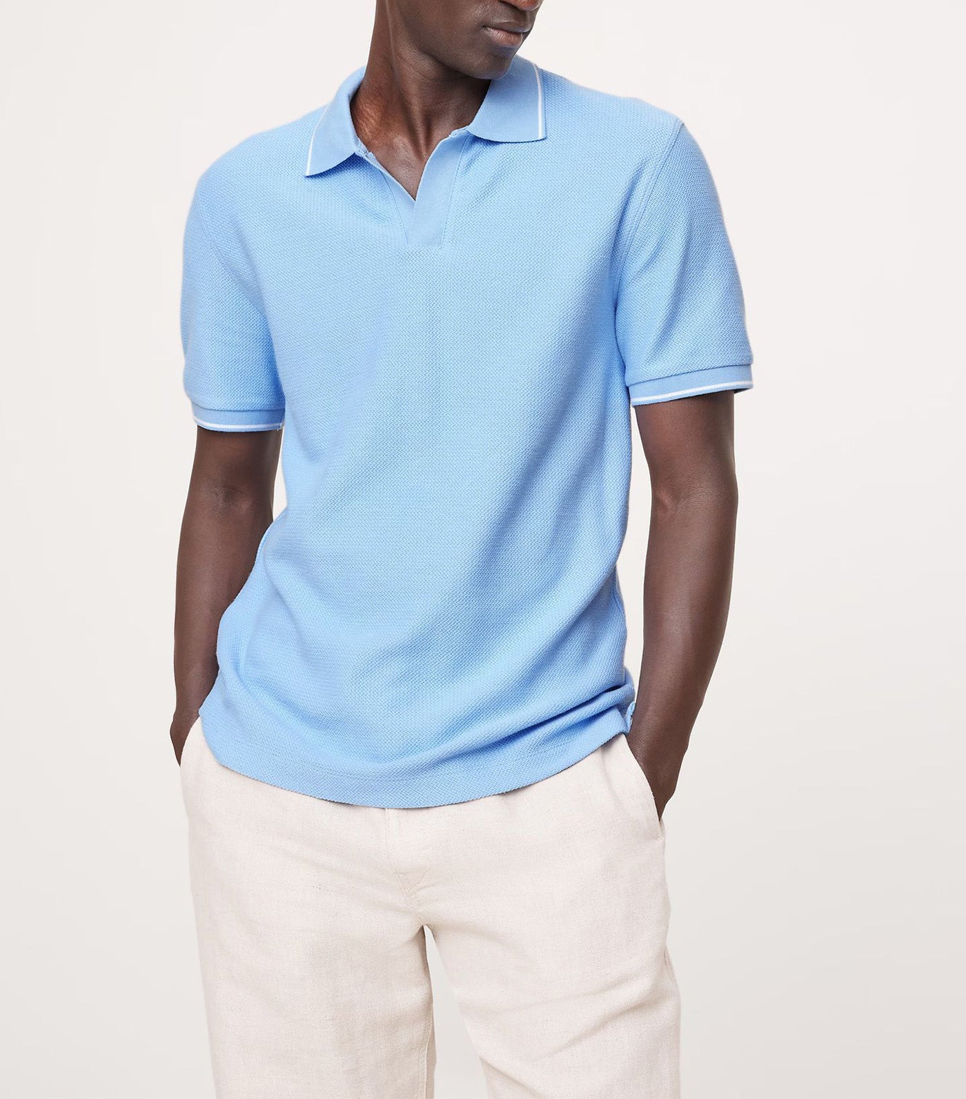 Zig-Zag Jacquard Polo Cerulean Blue