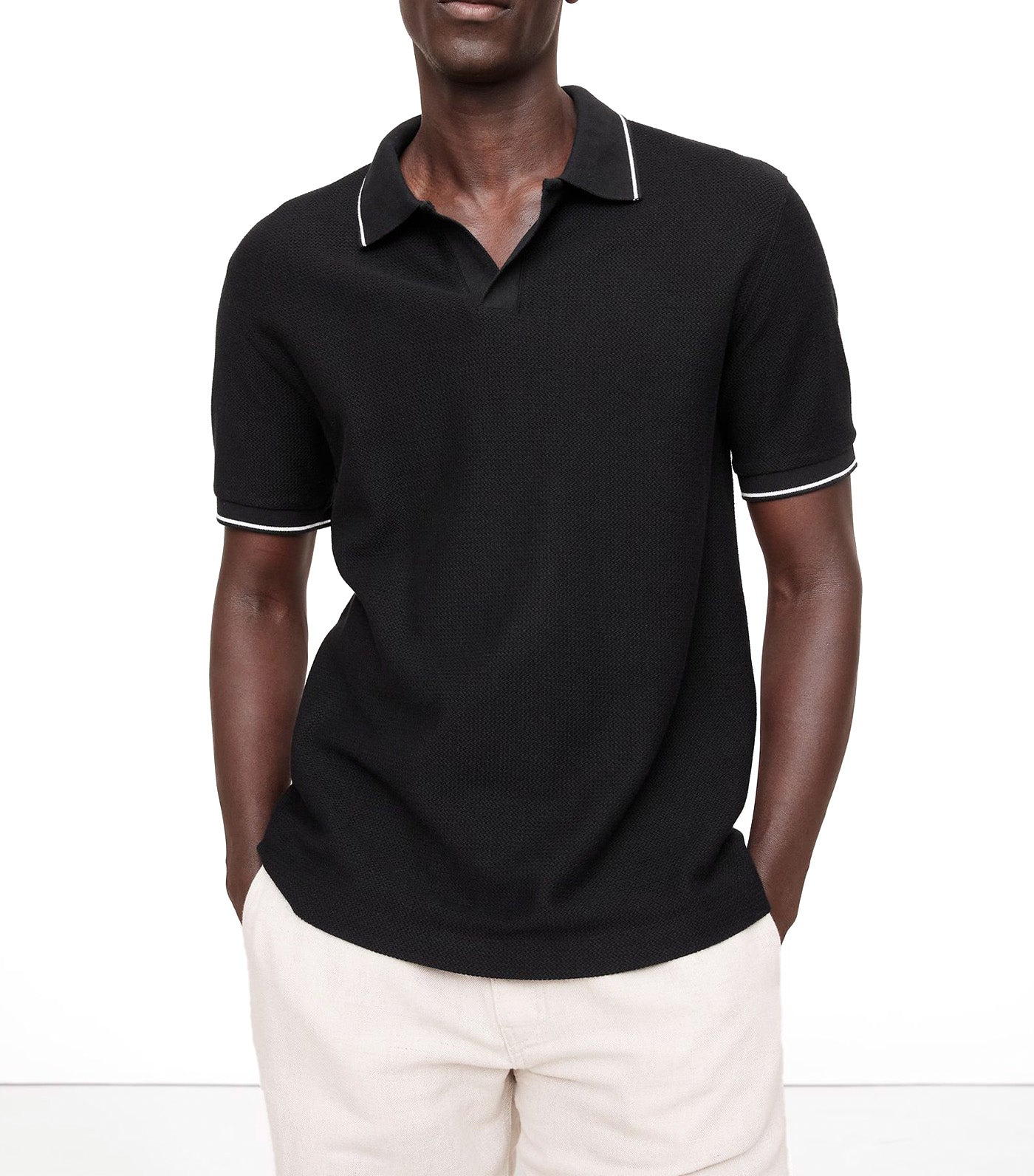 Zig-Zag Jacquard Polo Black