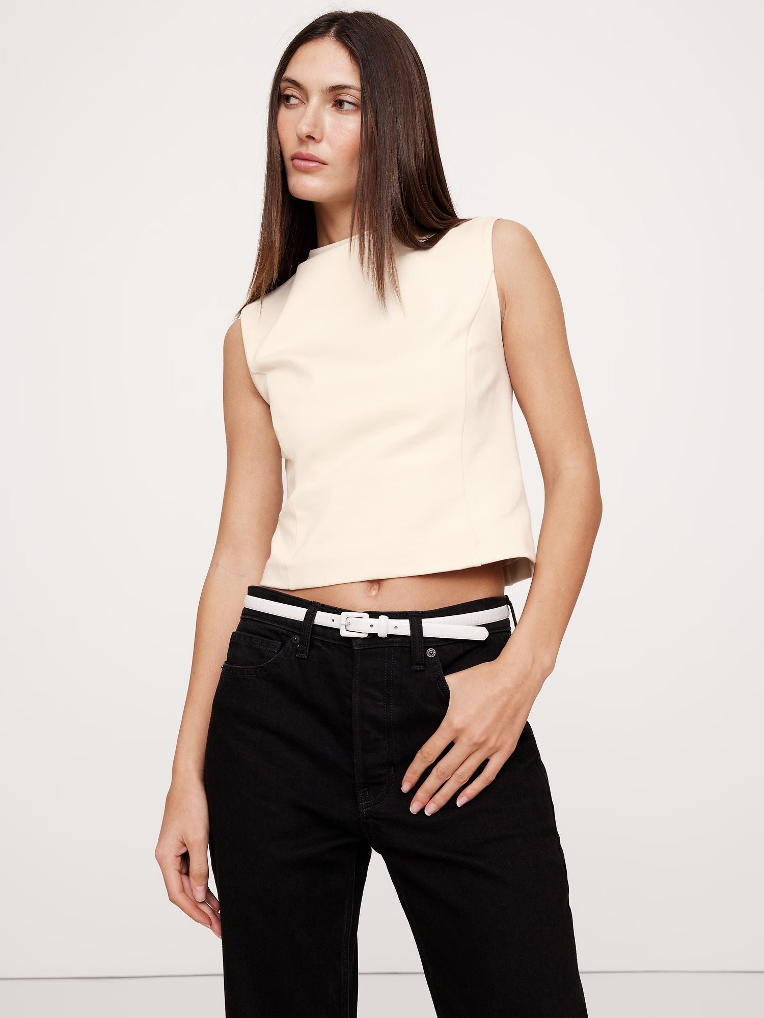 Ponte Top Cream White