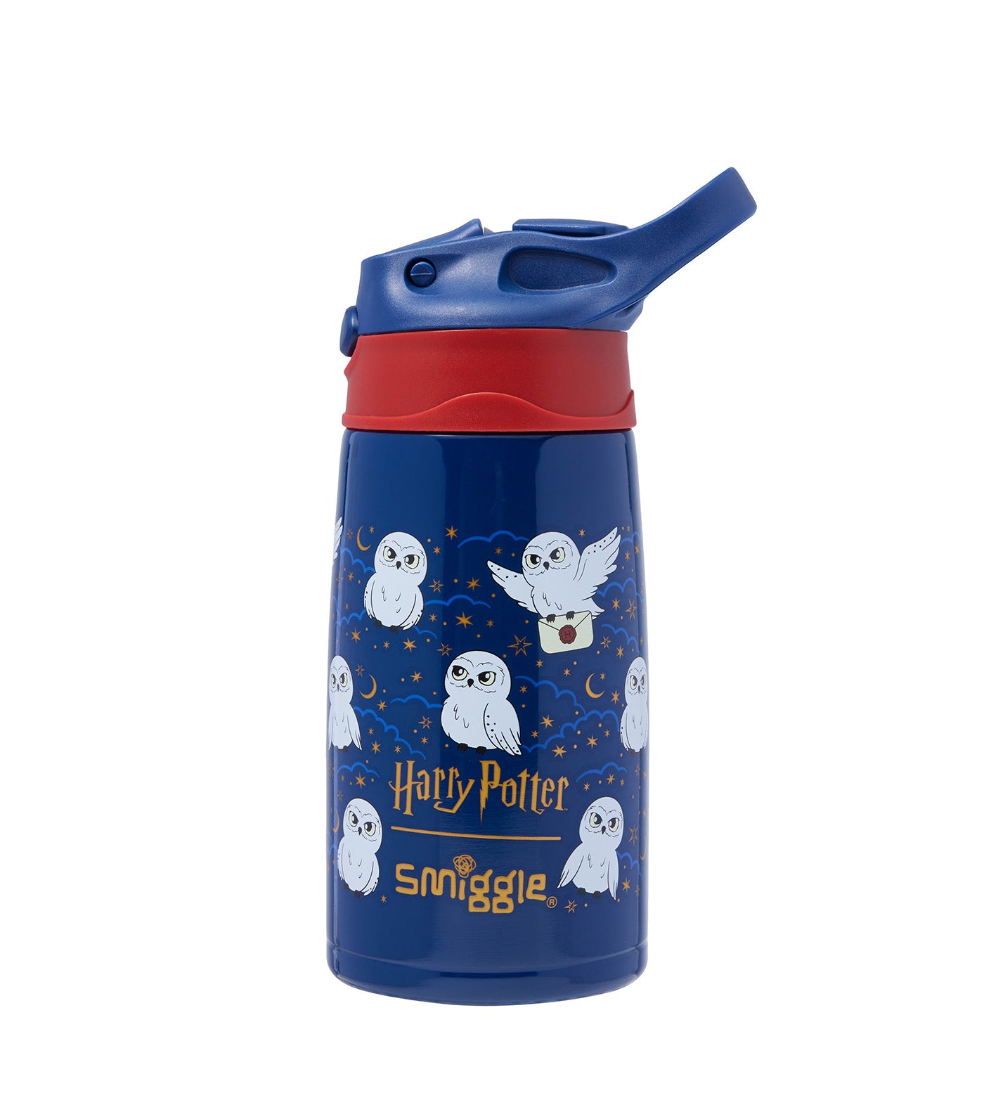 Smiggle Hedwig Junior Stainless Steel Flip Drink Bottle 400ml Navy