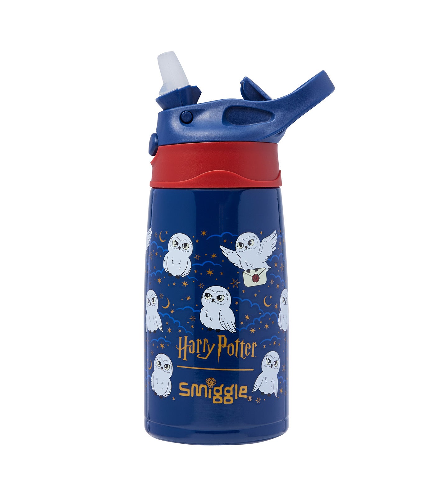 Smiggle Hedwig Junior Stainless Steel Flip Drink Bottle 400ml Navy