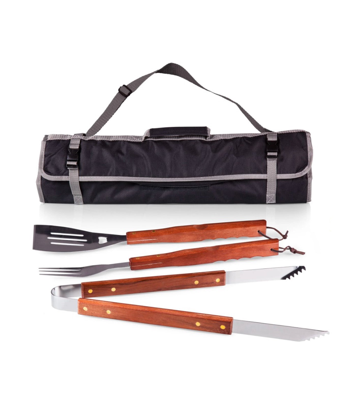 3-Piece BBQ Tote and Grill Set Black with Gray Accents