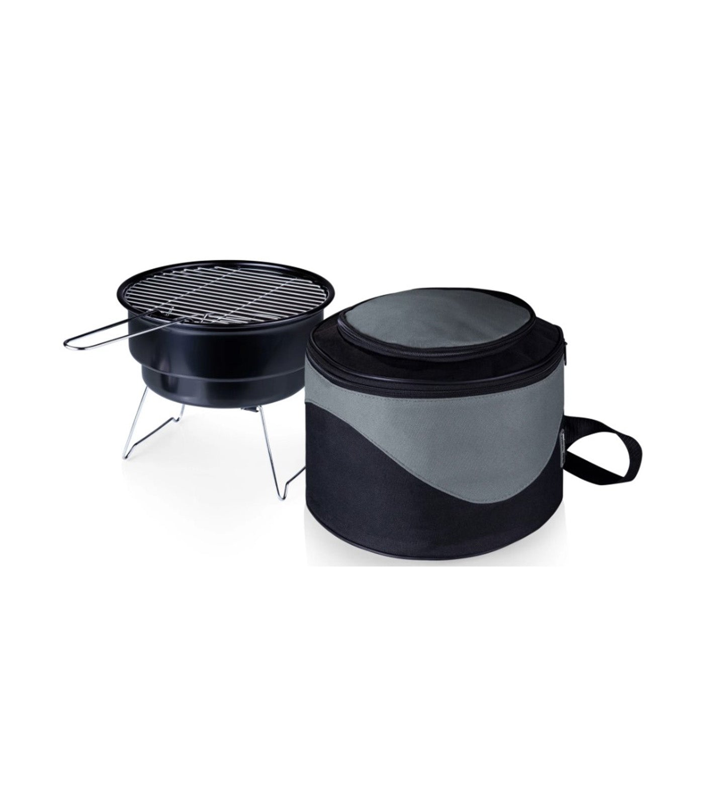 Caliente Portable Charcoal Grill and Cooler Tote Black with Gray Accents
