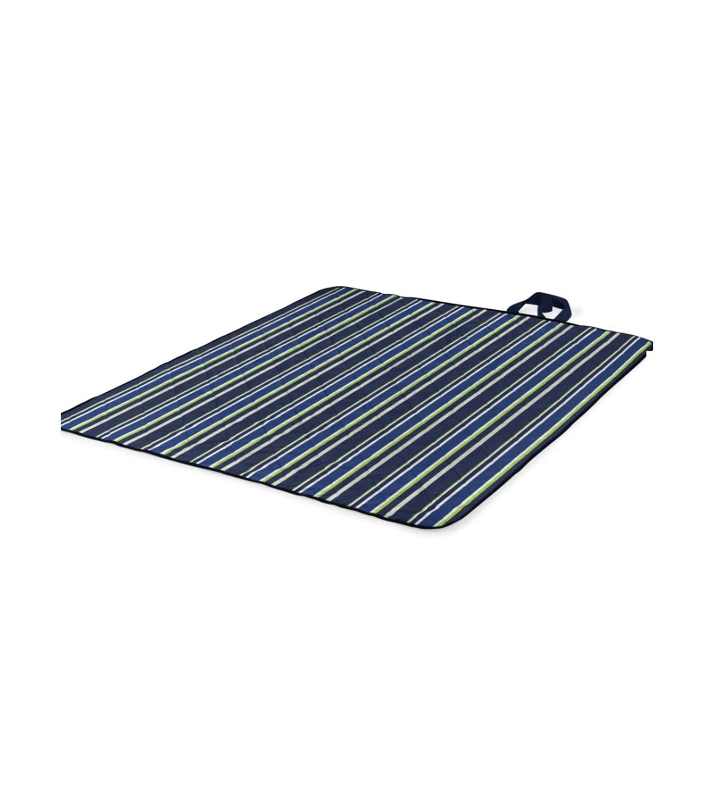 Vista Outdoor Picnic Blanket and Tote Blue Stripe Pattern with Navy Blue Exterior