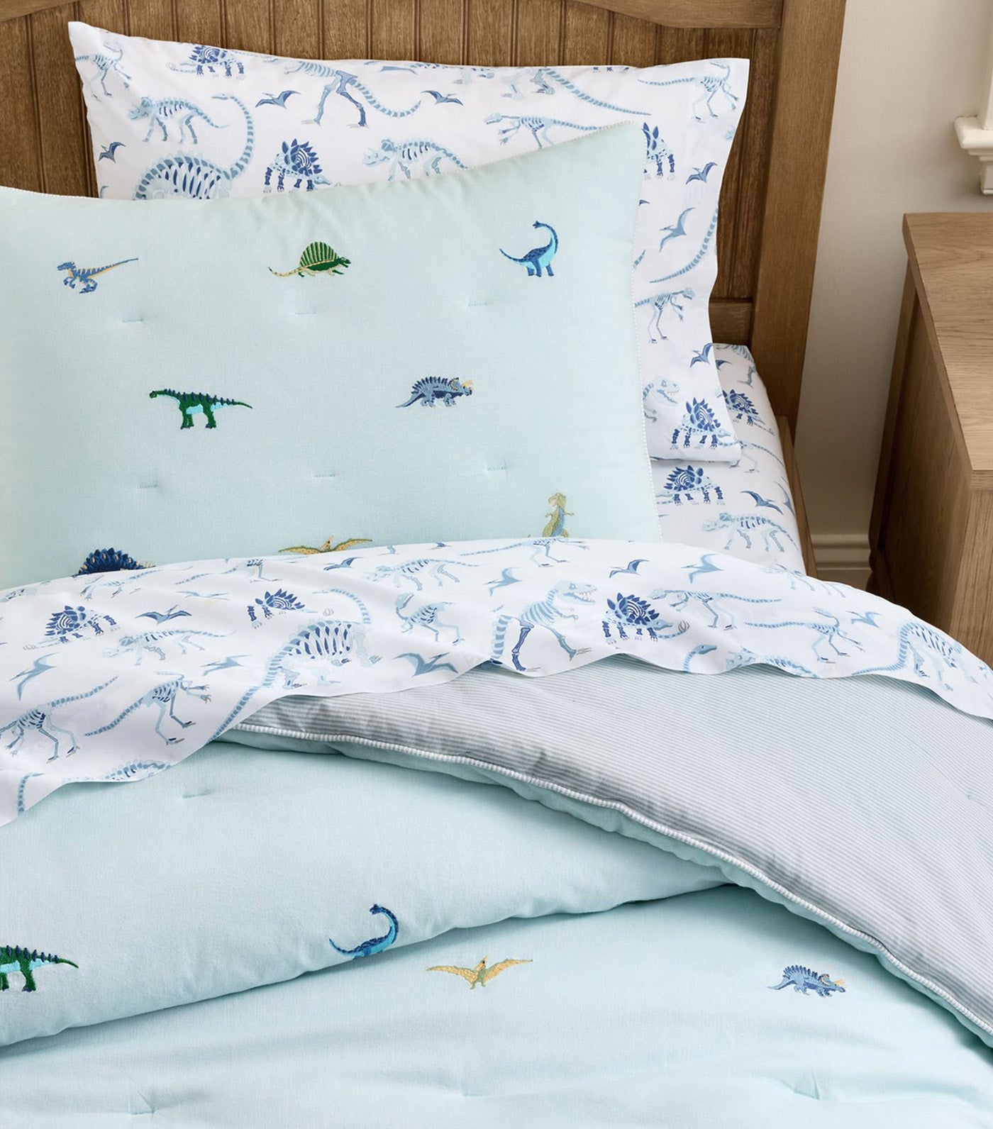 Embroidered Multi Icons Comforter and Shams - Dino