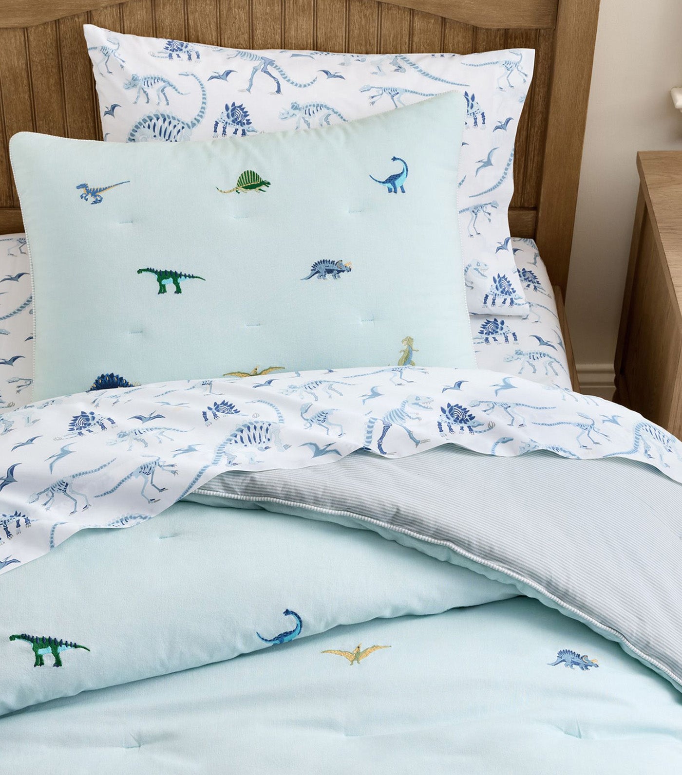 Embroidered Multi Icons Comforter and Shams - Dino