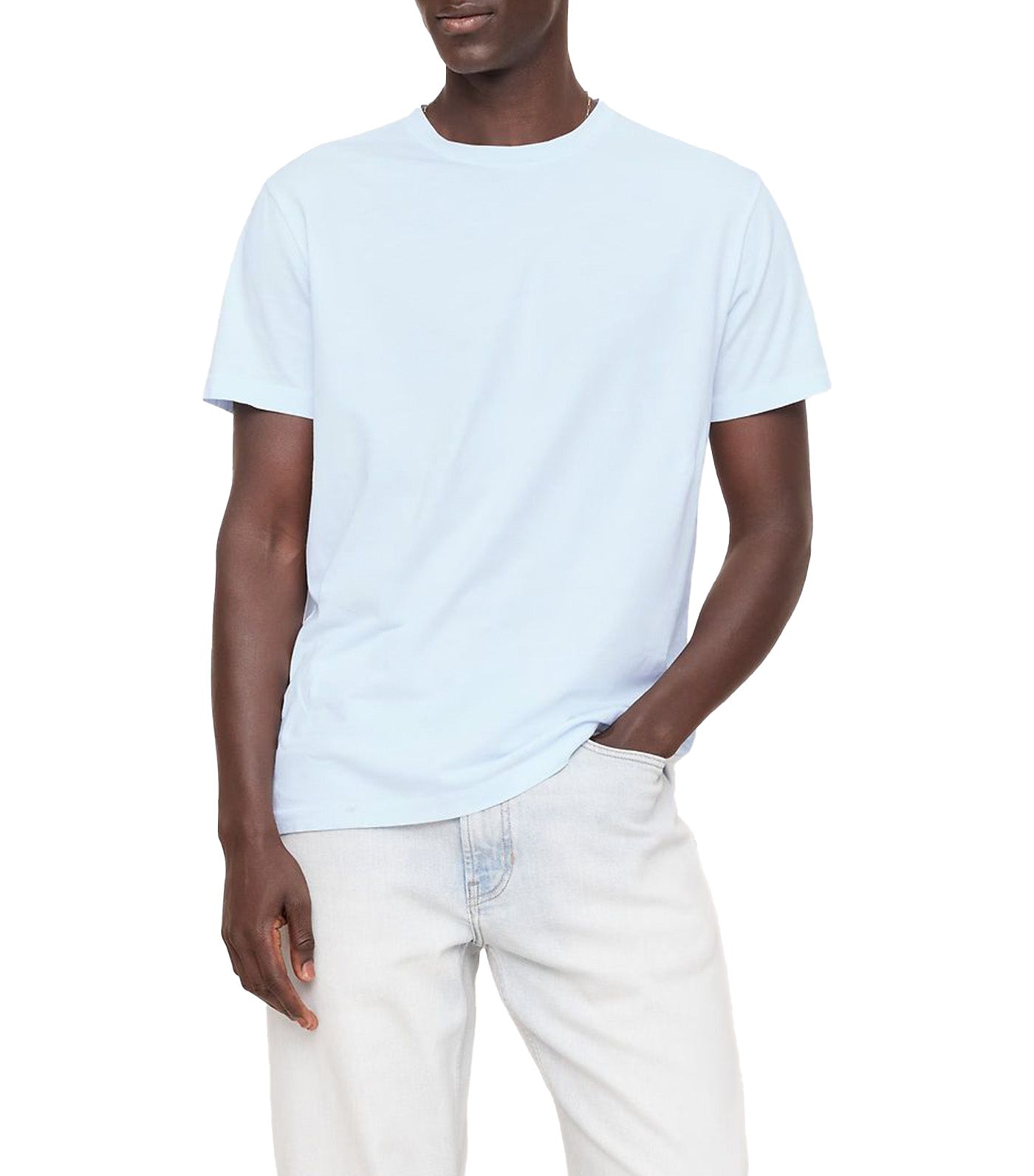 Lightweight Cotton Crew-Neck T-Shirt Cerulean Blue