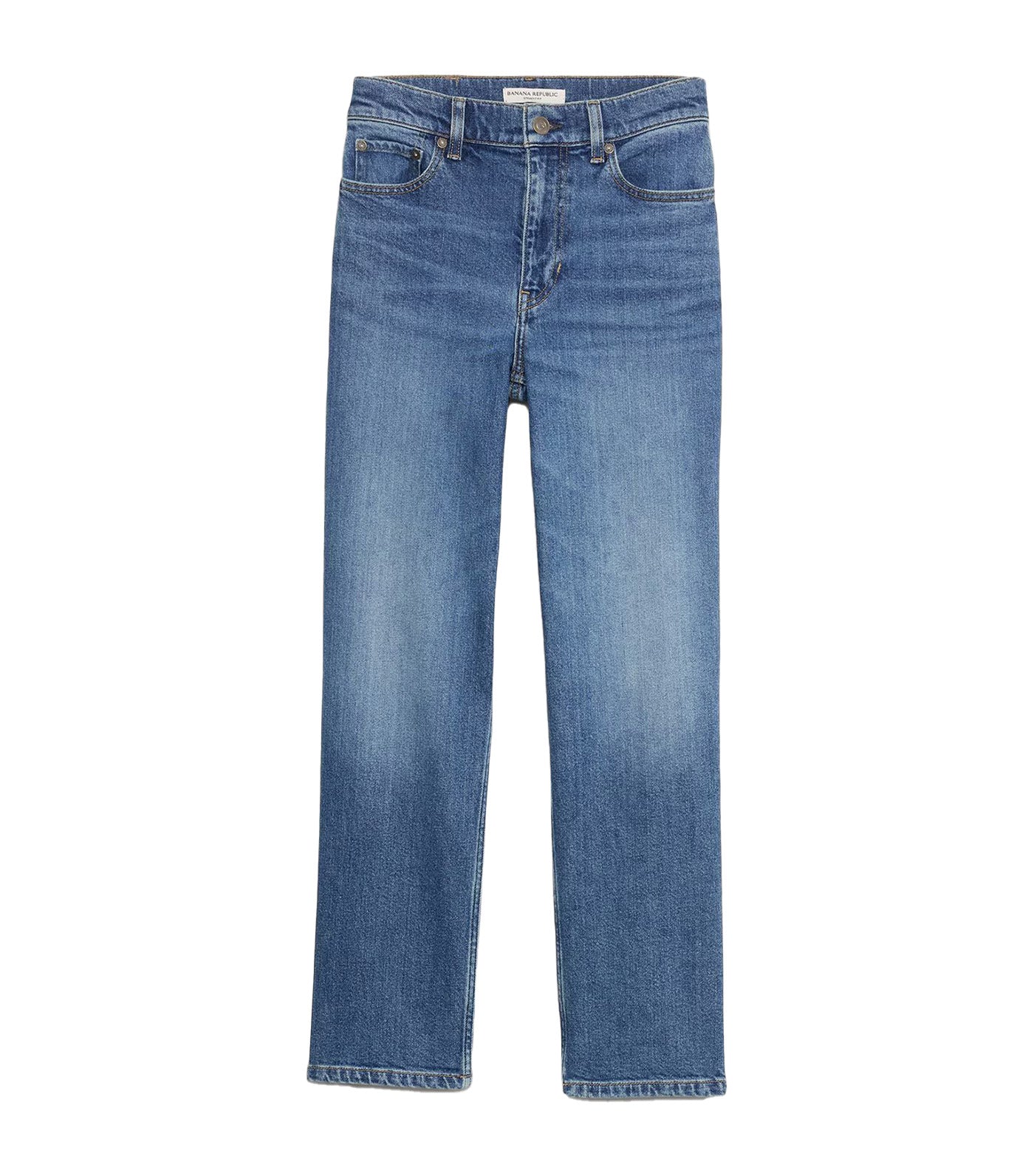 High-Rise Straight Ankle Jean Medium Wash