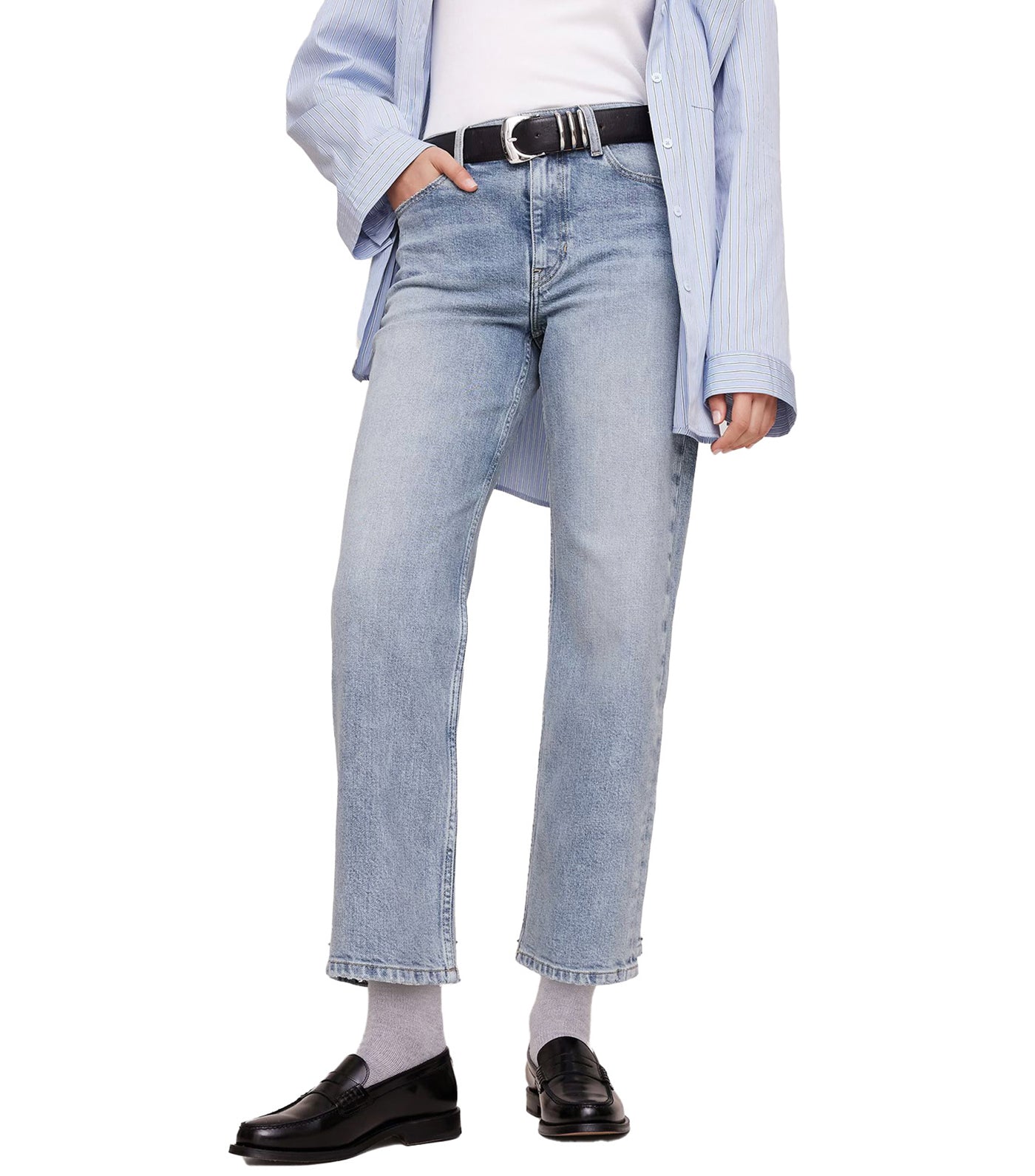 High-Rise Straight Ankle Jean Medium Light Wash