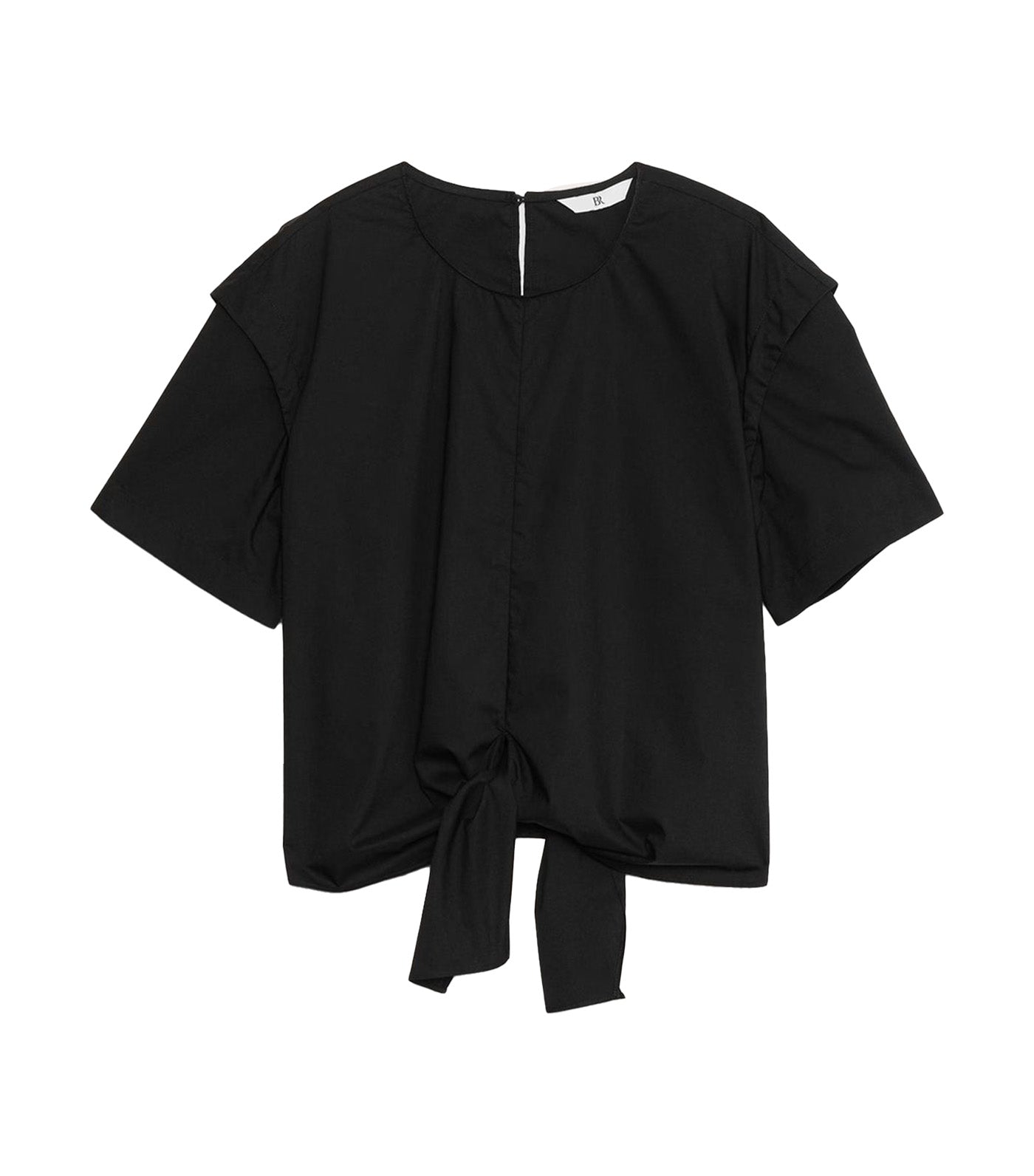 Cotton Poplin Tie-Front Top Black
