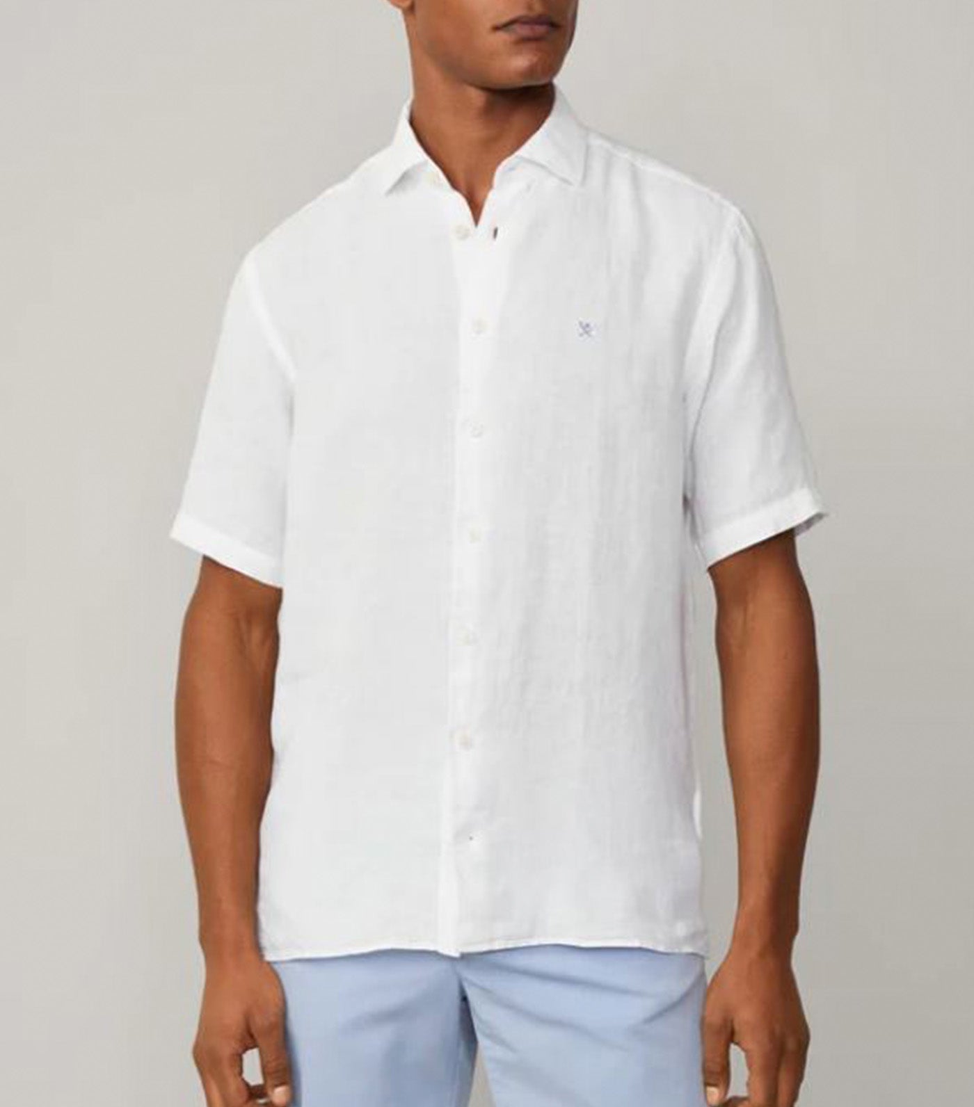 Tailored Fit Linen Short Sleeve Shirt Optic White