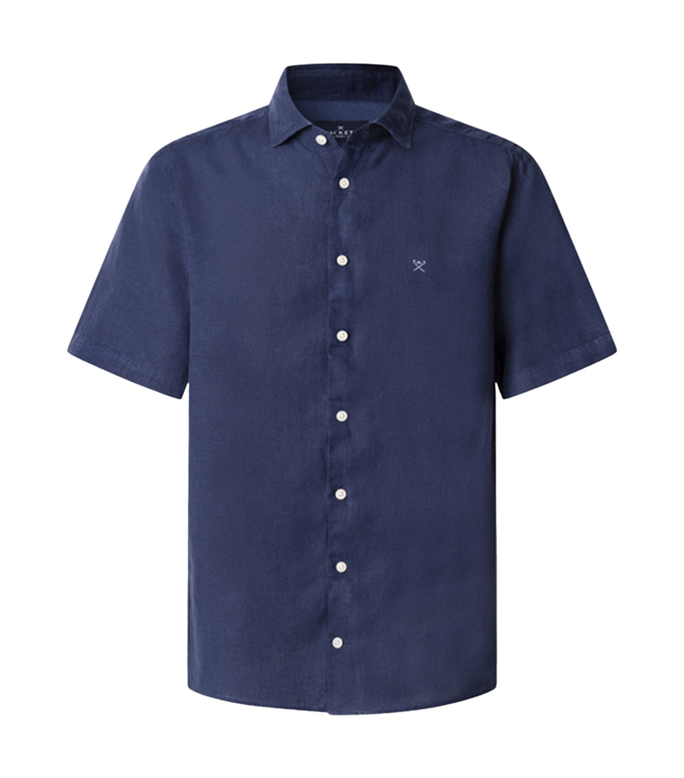 Tailored Fit Linen Short Sleeve Shirt Ink Blue