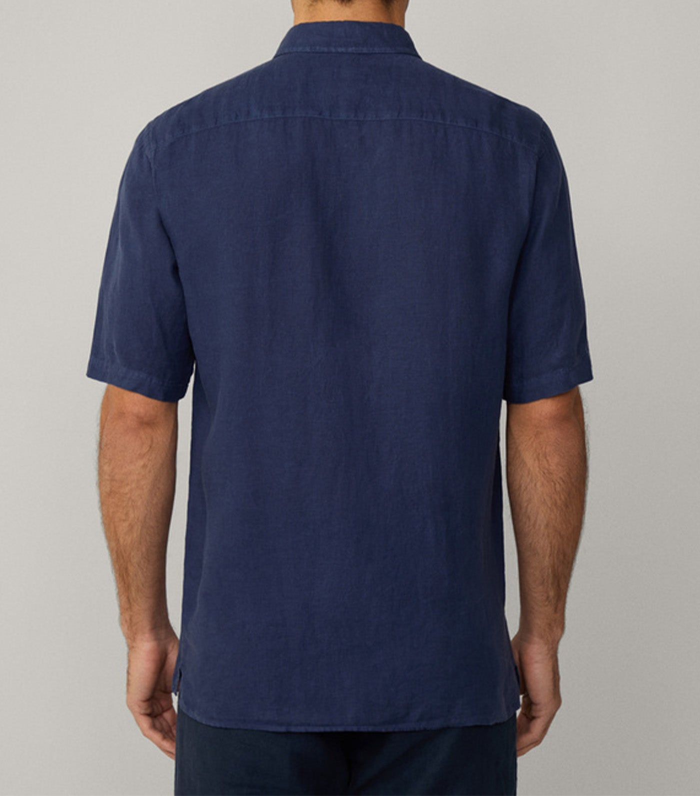 Tailored Fit Linen Short Sleeve Shirt Ink Blue