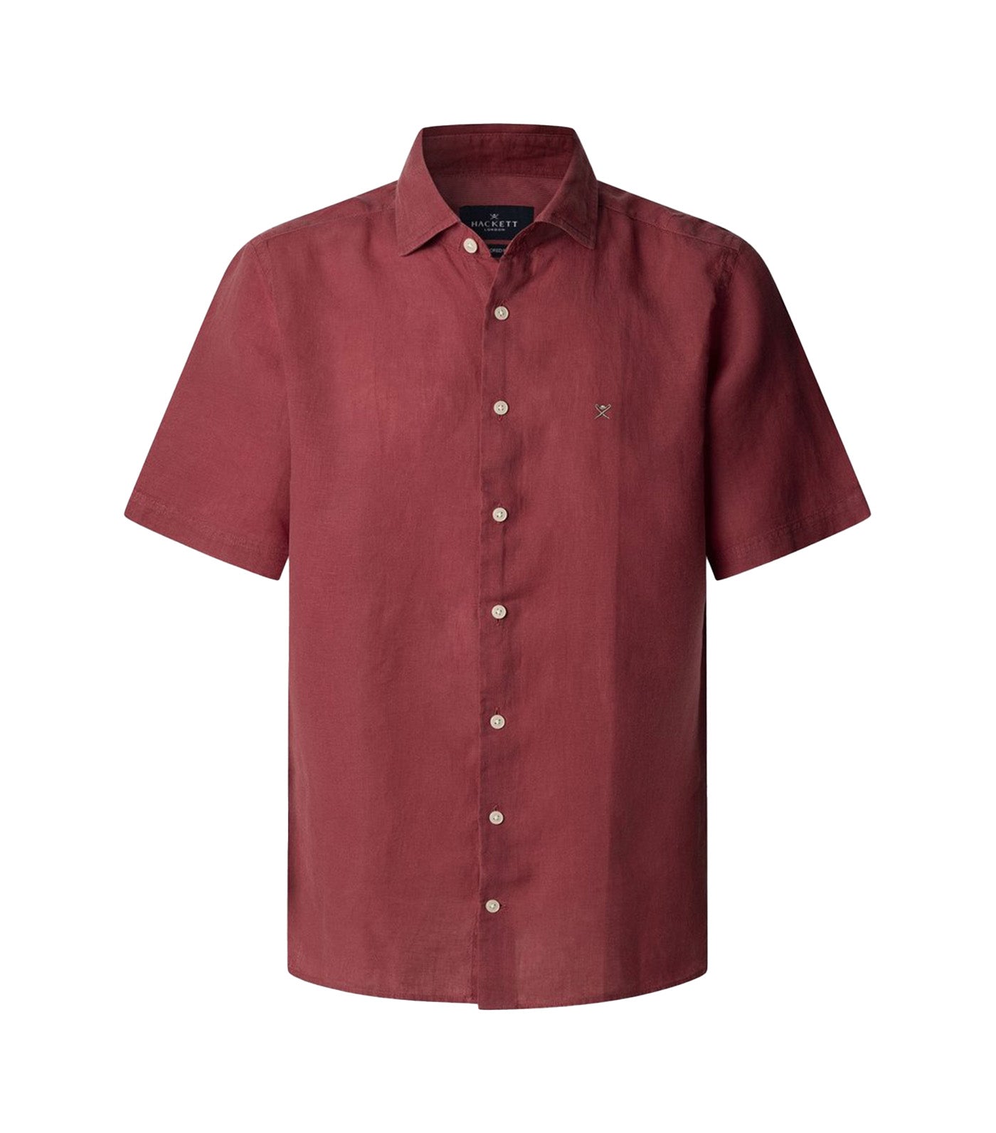 Tailored Fit Linen Short Sleeve Shirt Cranberry Pink