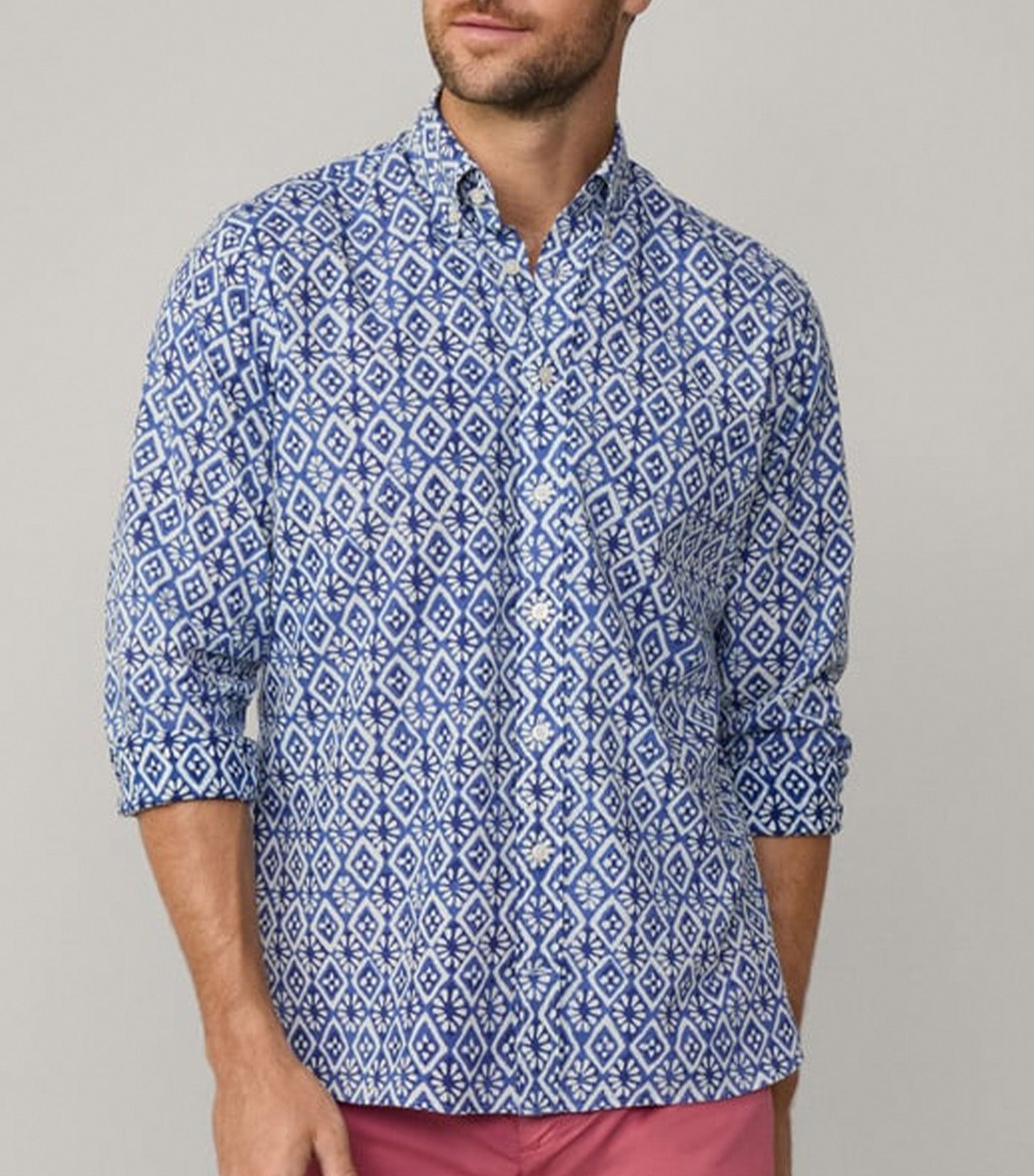 Classic Fit Batik Print Shirt Blue