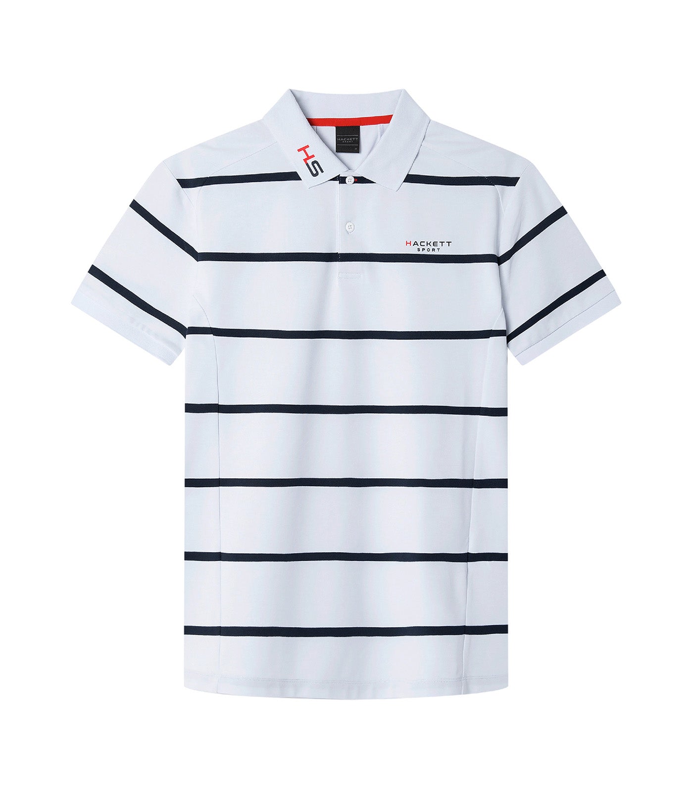 Polo Shirt Short Sleeve Striped Classic Fit White