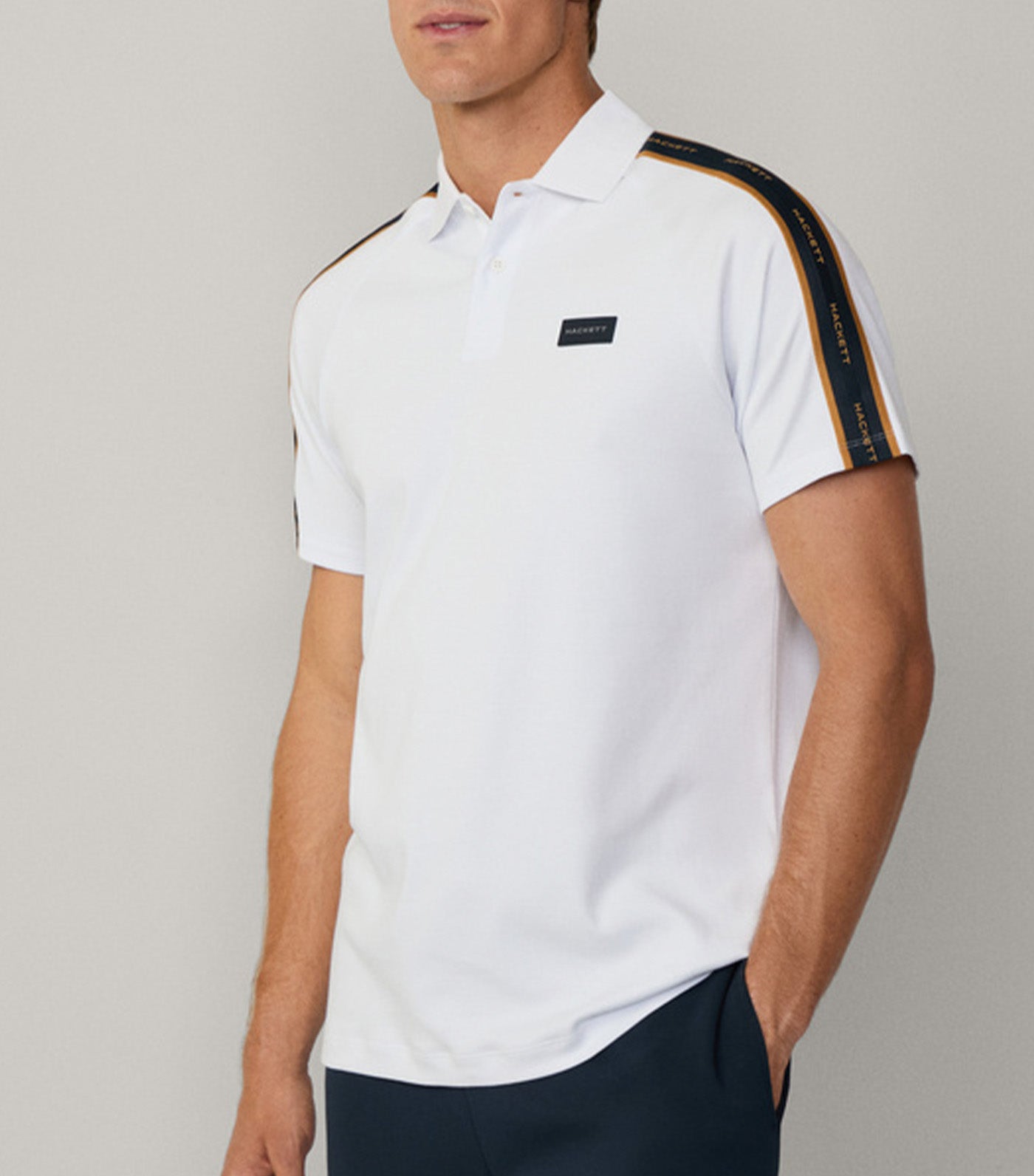 Classic Fit Short Sleeve Tape Polo White