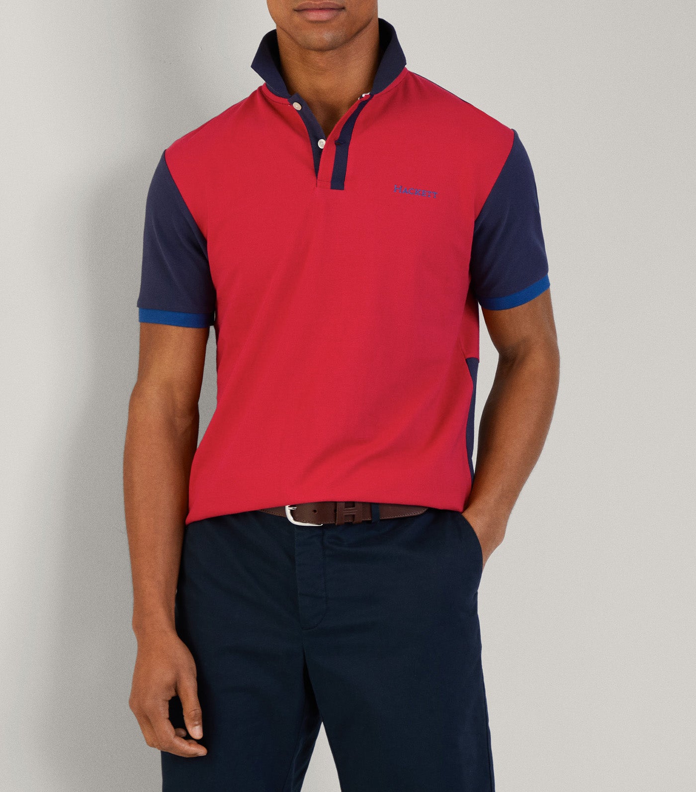 Classic Fit Short Sleeve Panel Polo Pop Red