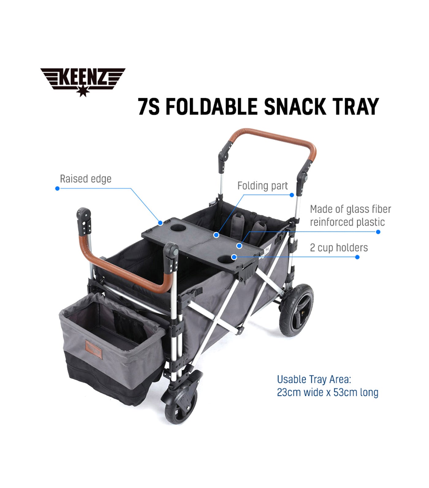 7S Foldable Snack Tray Black