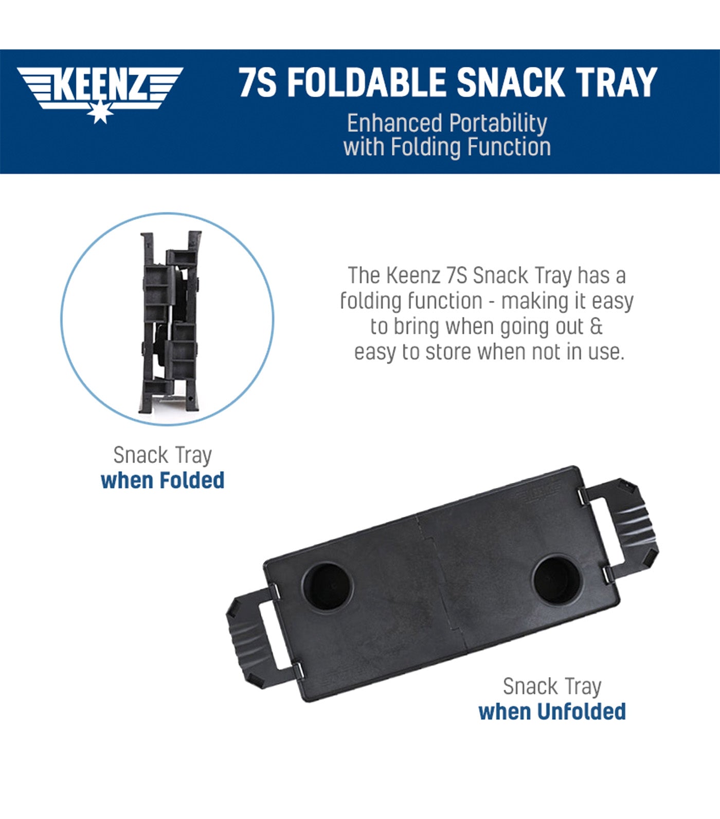 7S Foldable Snack Tray Black