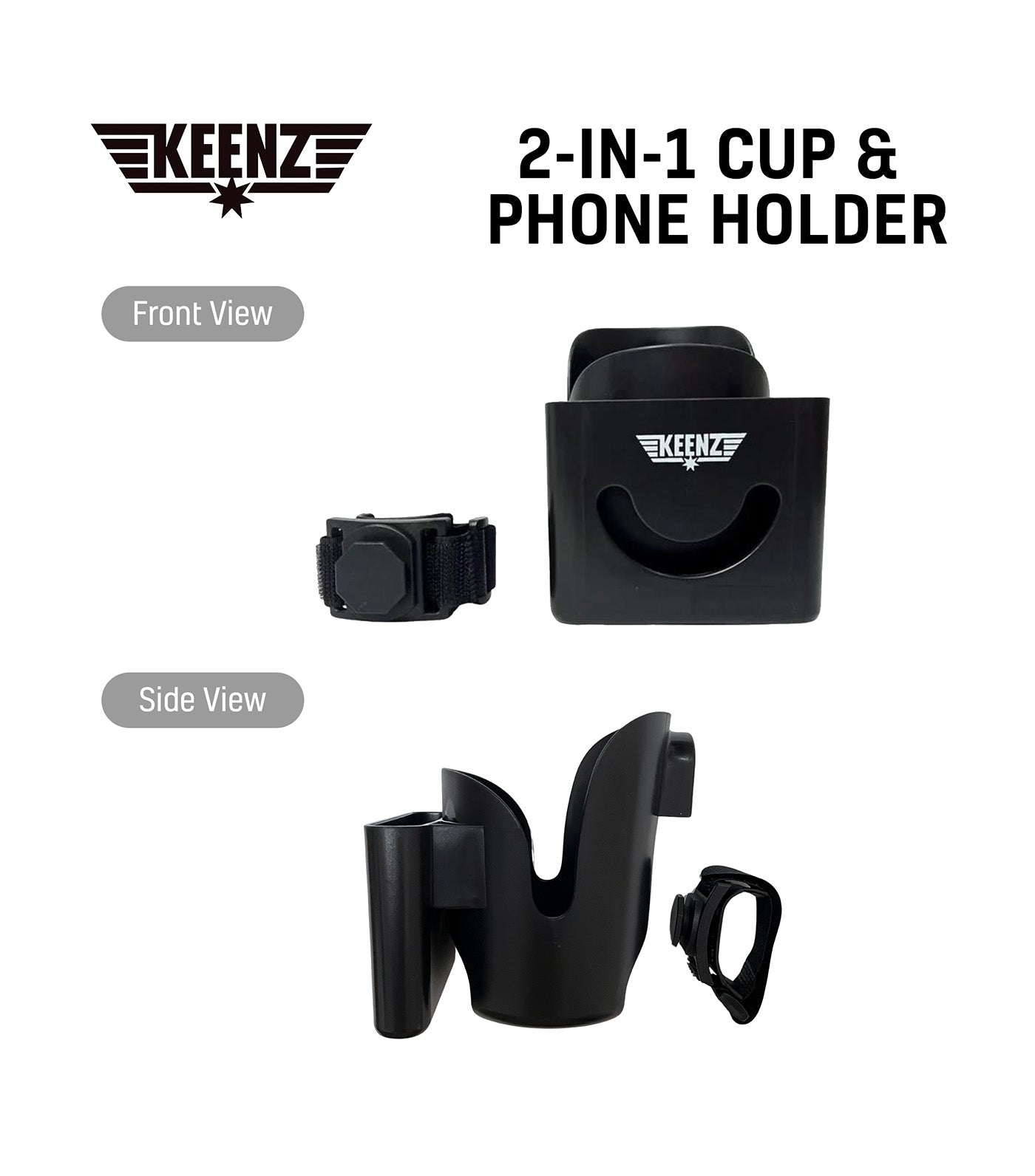 Universal 2-in-1 Cup & Phone Holder Black