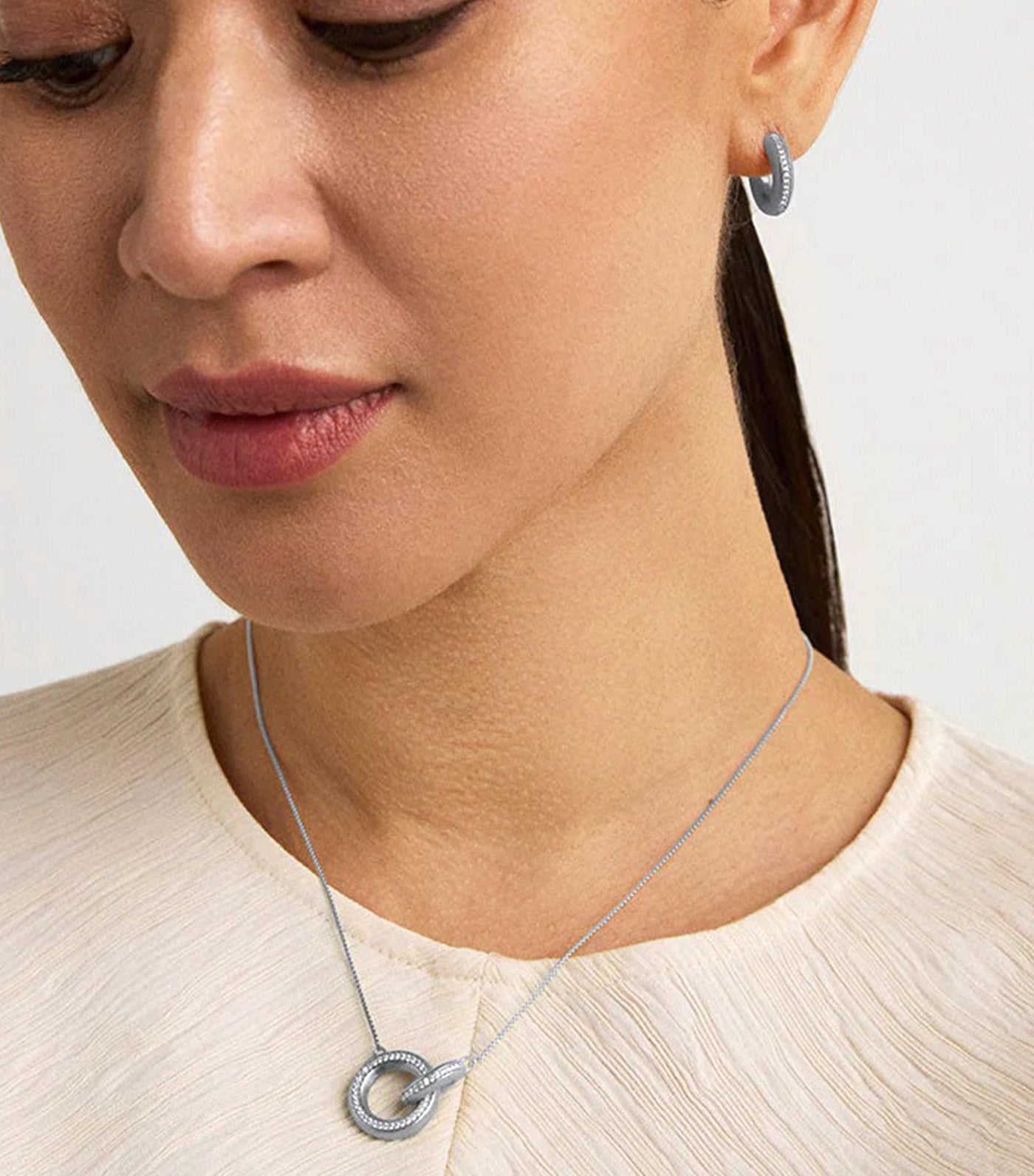 Colette Pave Hoop Pendant Silver